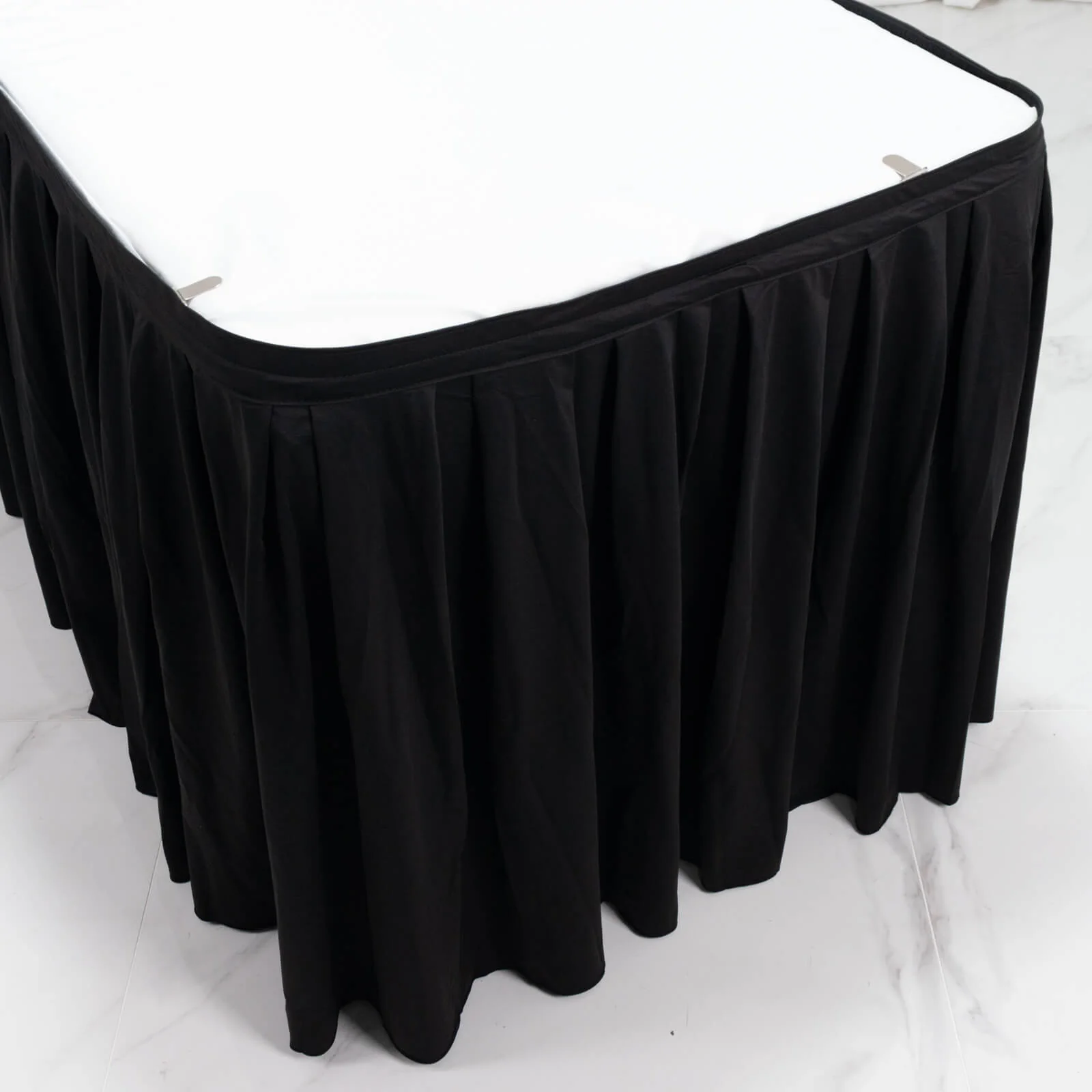 21ft Scuba Table Skirt Black - Shirred Pleat Wrinkle Free & Stain Resistant Event Skirting - Image 8
