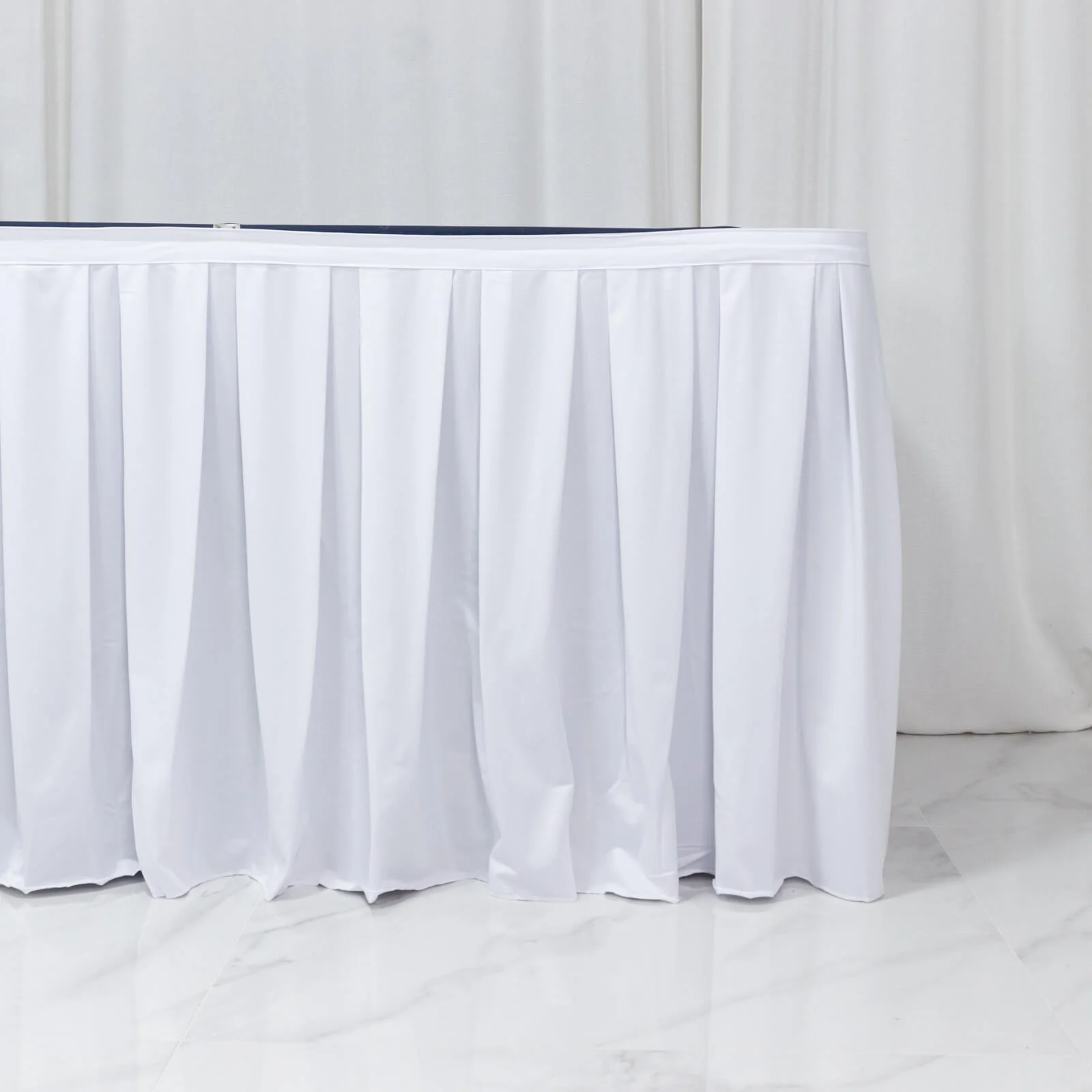 21ft Scuba Table Skirt White - Shirred Pleat Wrinkle Free & Stain Resistant Event Skirting - Image 6