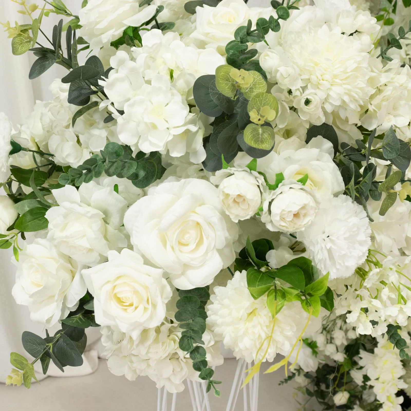 22-Inch White Silk Flower Grand Centerpiece – Pre-Arranged Artificial Rose, Hydrangea & Chrysanthemum Ball for Wedding & Event Décor - Image 5