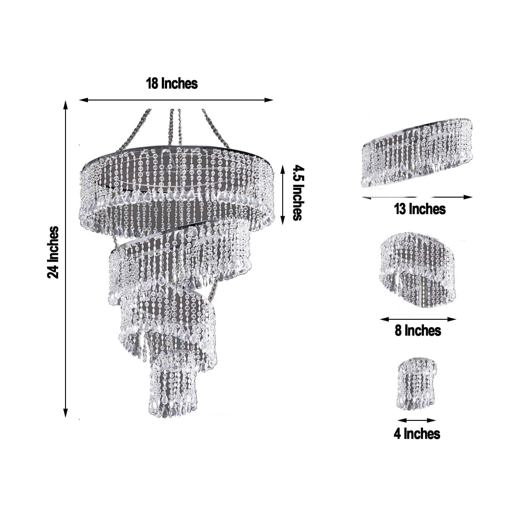 24" 4-Tier Acrylic Diamond Crystal Chandelier Hanging Pendant Lighting Chandelier - Image 3