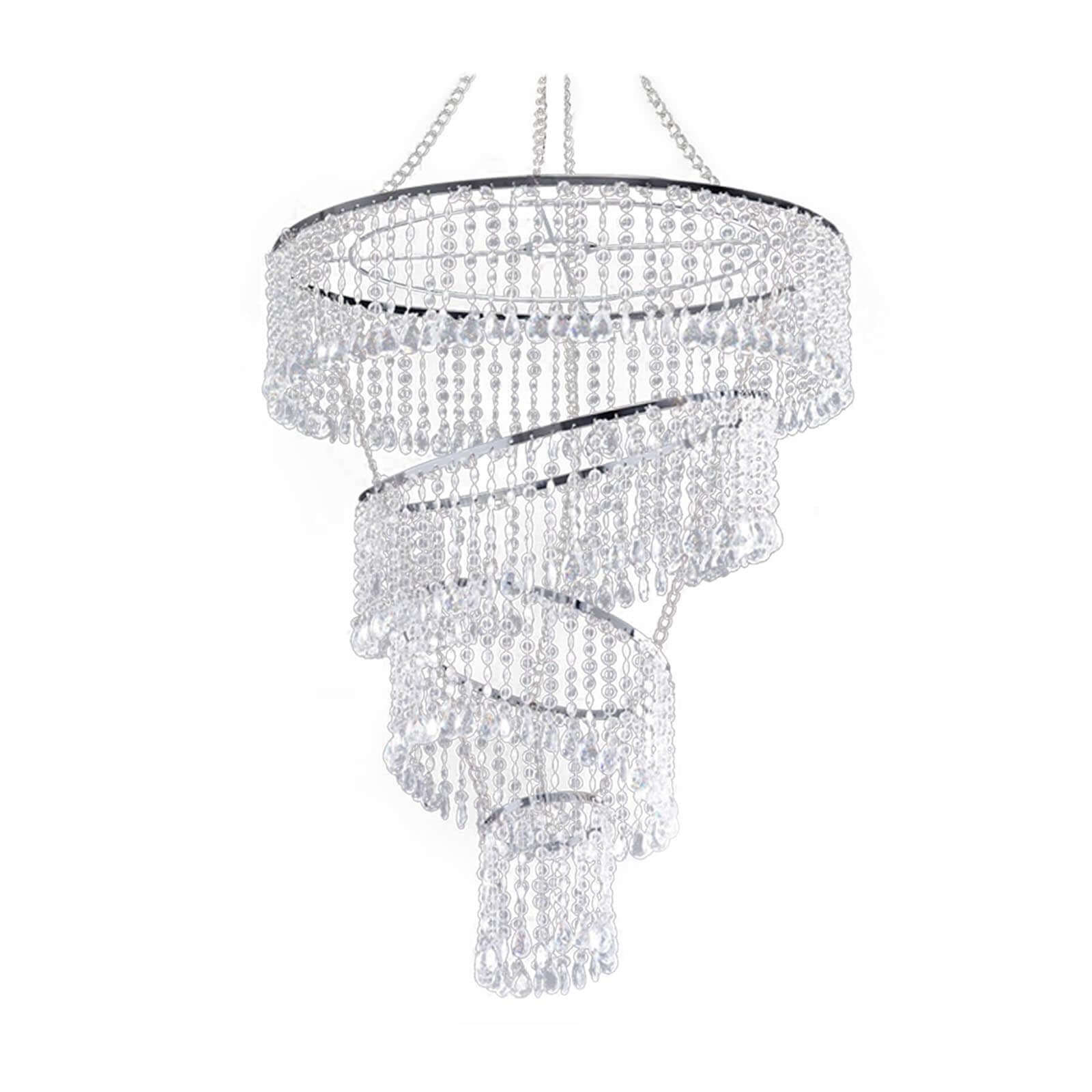 24" 4-Tier Acrylic Diamond Crystal Chandelier Hanging Pendant Lighting Chandelier - Image 7