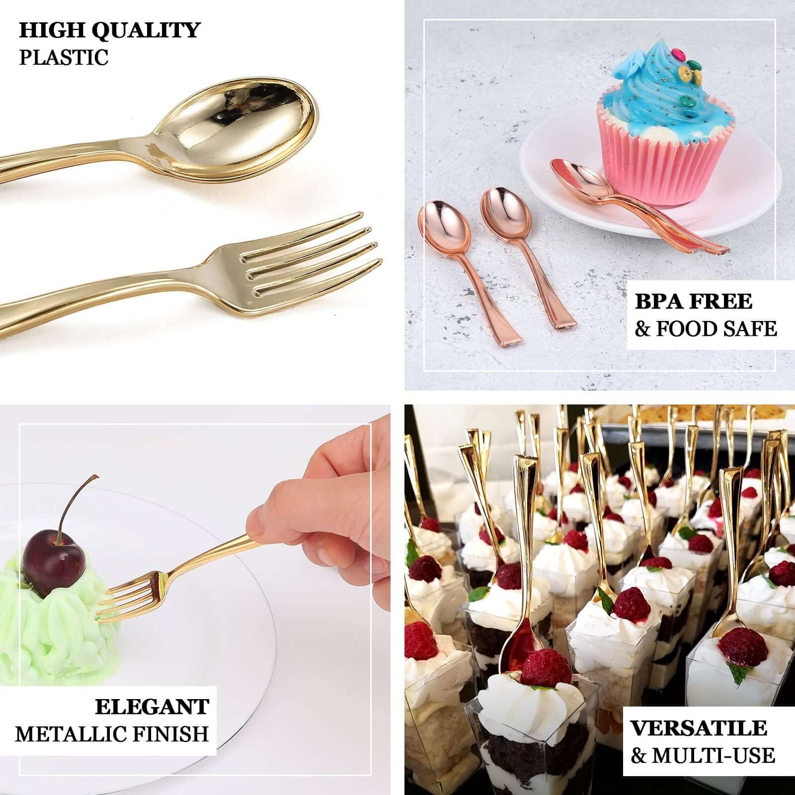 24-Pack Plastic Mini Dessert Spoons Gold - Heavy Duty Disposable Silverware 4" - Image 4