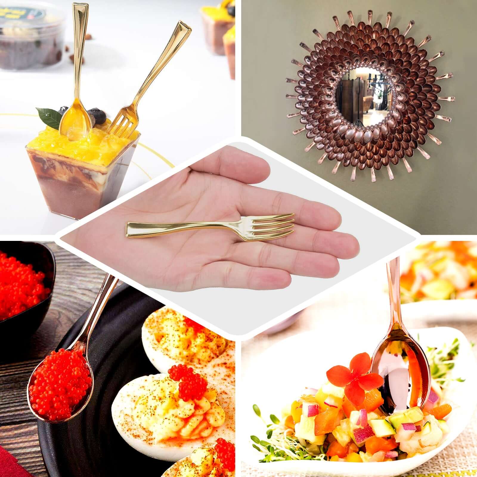 24-Pack Plastic Mini Dessert Spoons Gold - Heavy Duty Disposable Silverware 4" - Image 5