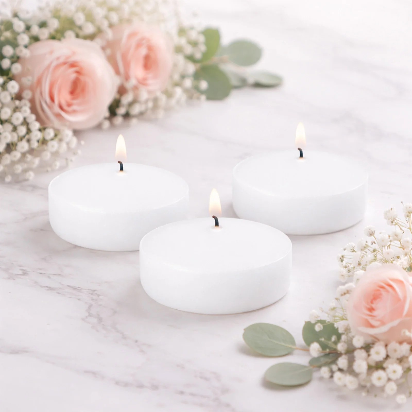 24 Pack White Floating Candles 3" – Unscented 8–10 Hour Burn, Dripless & Smokeless Disc Candles - Image 8