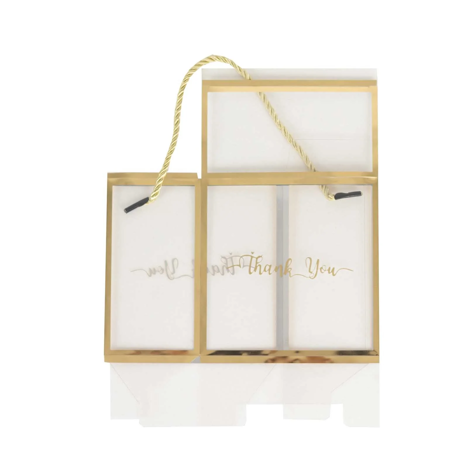 25 Pack Gold Trimmed Clear PVC Gift Boxes with Rope Handles and Thank You Print, Transparent Portable Candy Favor Boxes - 5.5"x5.5" - Image 13