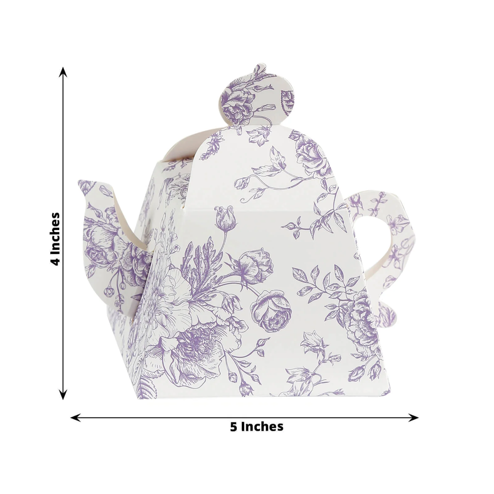 25 Pack 5"x4" Mini Teapot Favor Boxes – White Lavender French Toile Design Gift Boxes - Image 3