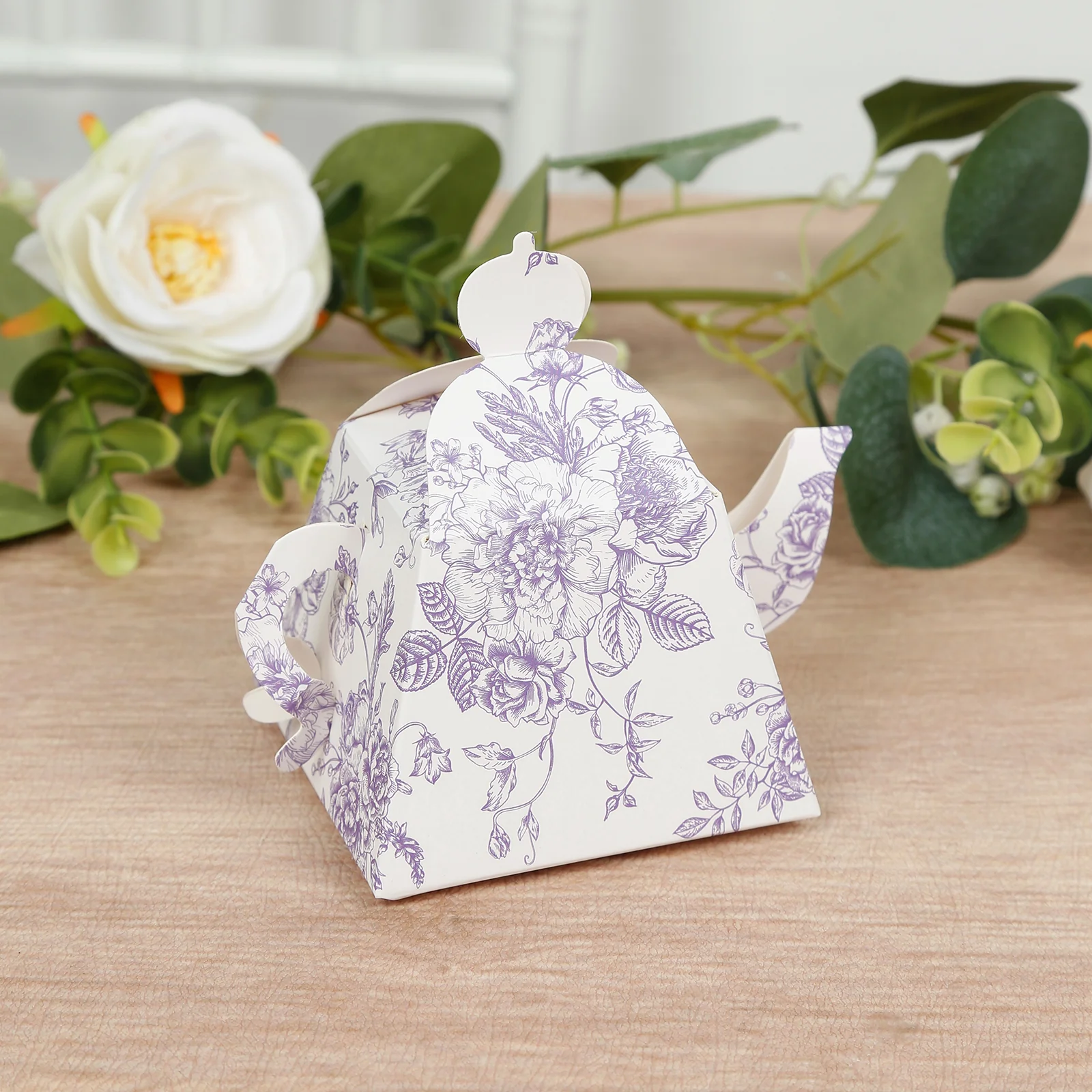 25 Pack 5"x4" Mini Teapot Favor Boxes – White Lavender French Toile Design Gift Boxes - Image 6
