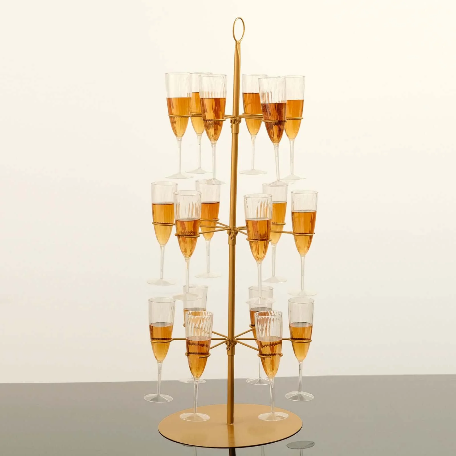 3-Tier Champagne Glass Holder Tower Gold - Modern Metal Flute Display Rack Cocktail Tree Stand for Professional & Home Use 33" - Image 6