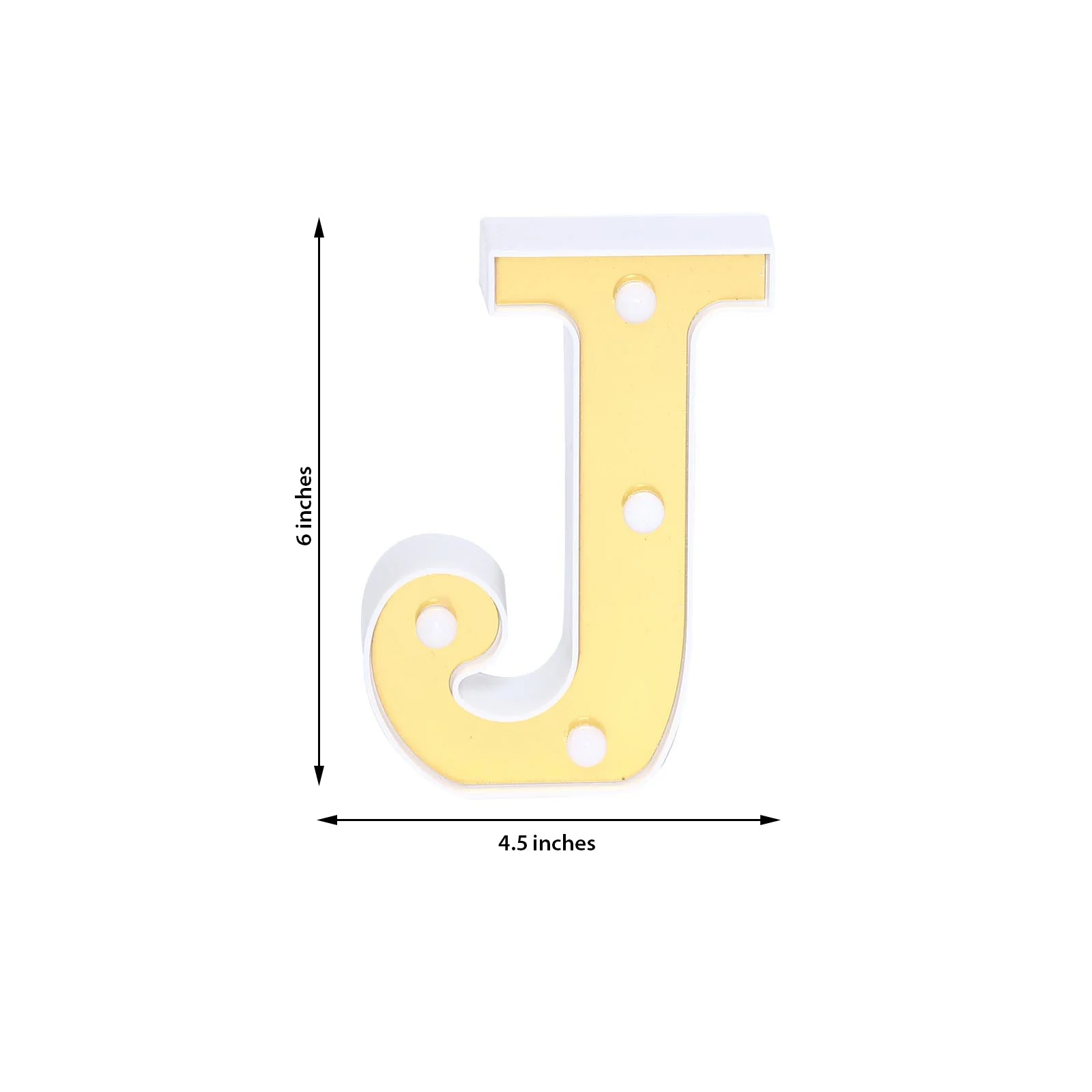 3D Marquee Letter "J" Warm White 4 LED Lights Gold - Chic Light-Up Decor for Events 6" - Image 3