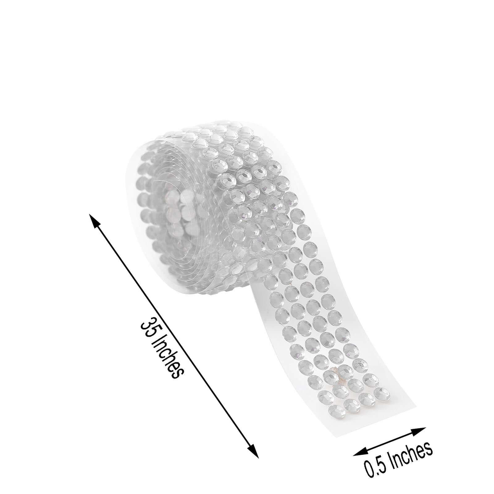 3ft Silver Stick-On Rhinestone Tape, DIY Self Adhesive Diamond Gemstone Stickers - Image 3