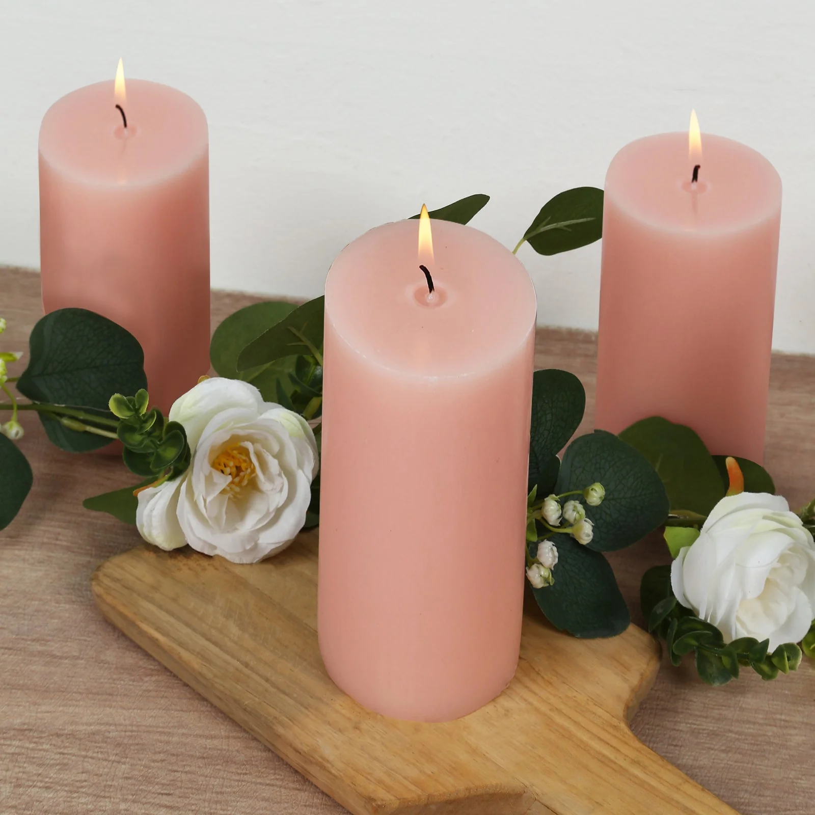 12-Pack 3"x6" Unscented Dripless Pillar Candles – Blush Long-Burning Paraffin Wax with Cotton Wicks - Image 2