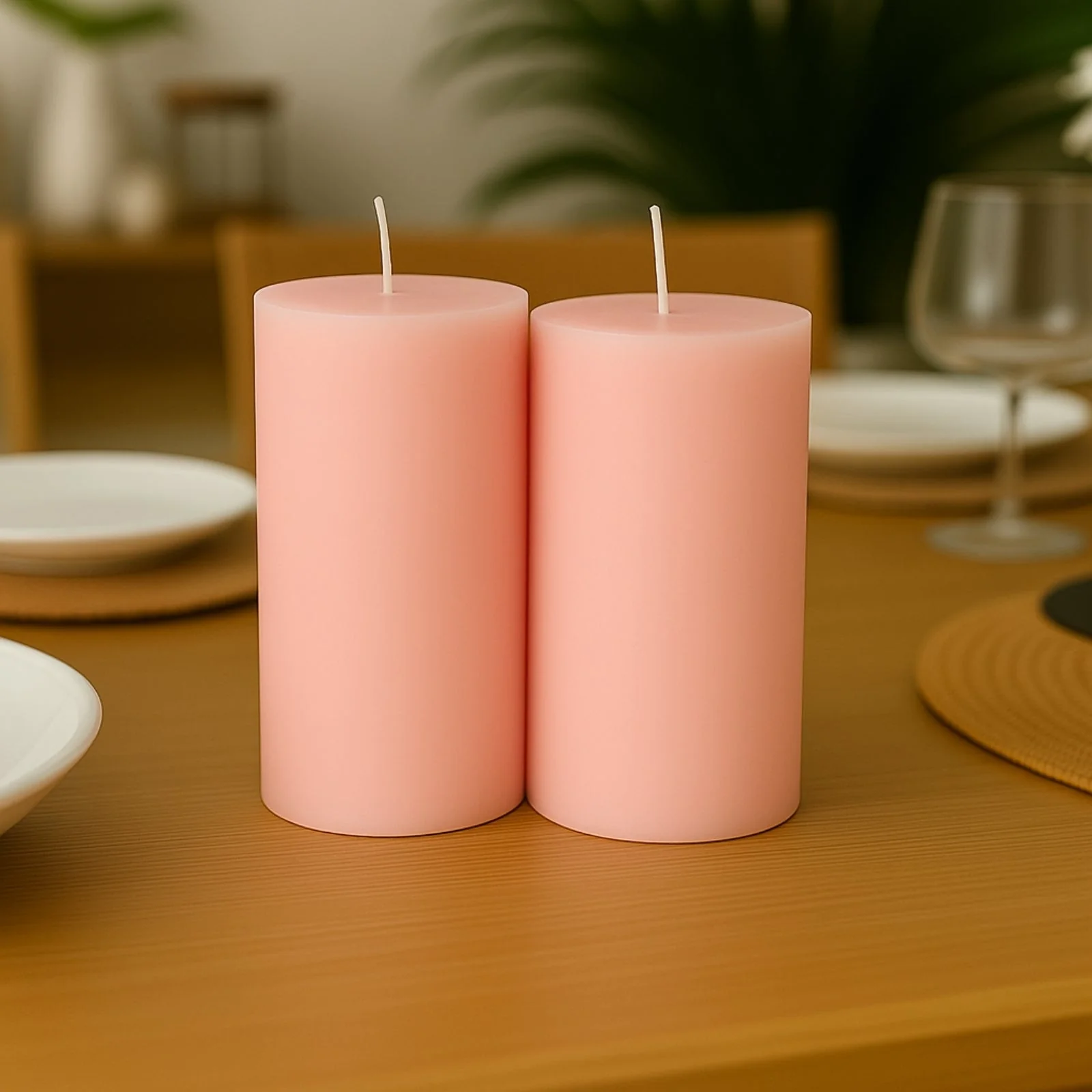 12-Pack 3"x6" Unscented Dripless Pillar Candles – Blush Long-Burning Paraffin Wax with Cotton Wicks - Image 4