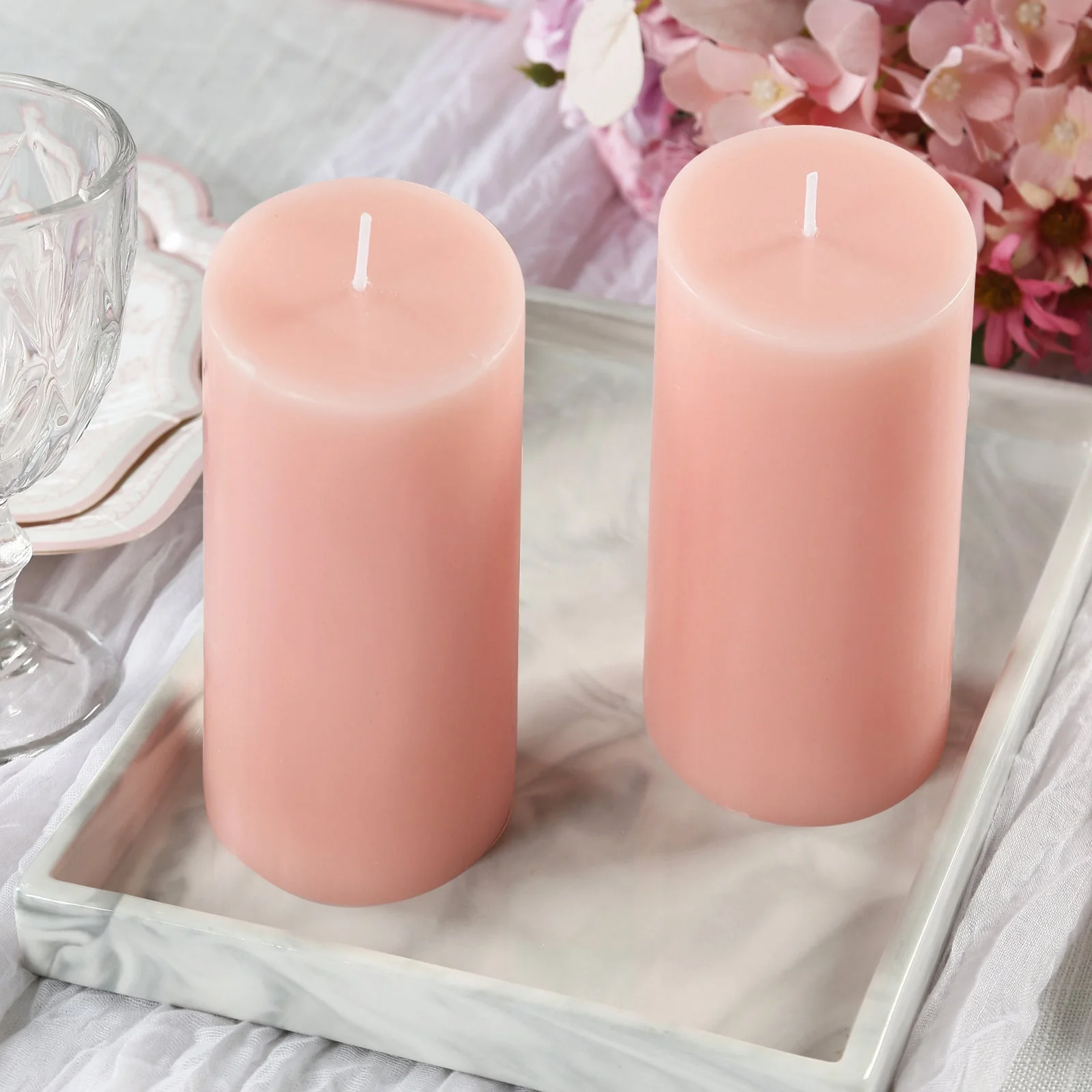 12-Pack 3"x6" Unscented Dripless Pillar Candles – Blush Long-Burning Paraffin Wax with Cotton Wicks - Image 9