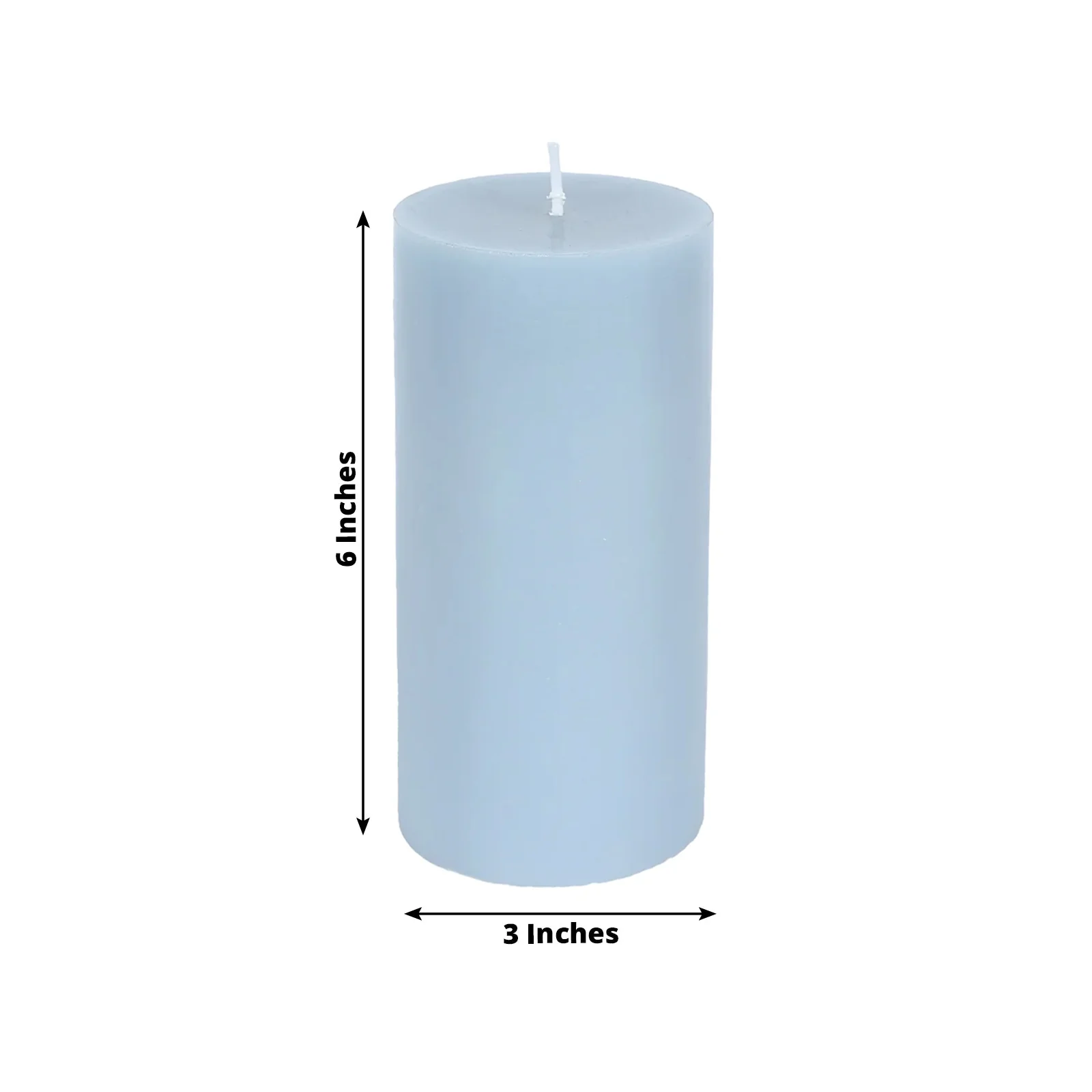 12-Pack 3"x6" Unscented Dripless Pillar Candles – Dusty Blue Long-Burning Paraffin Wax with Cotton Wicks - Image 3