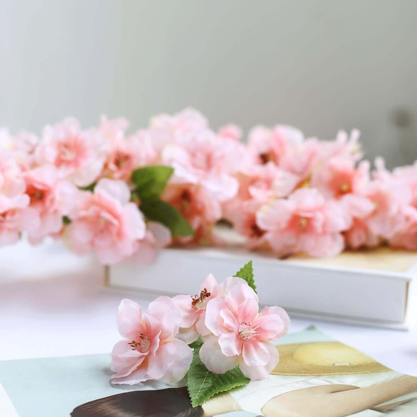 4 Stems Artificial Silk Cherry Blossom Flower Branches Pink – 40" Tall - Image 8