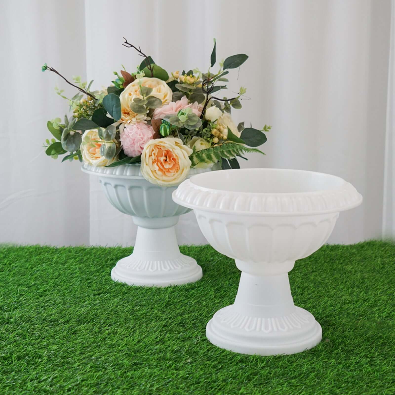 4 Pack 11" Off White Crafted All Weather Roman Inspired Pedestal Column Flower Plant Stand Pot - PVC - Image 2