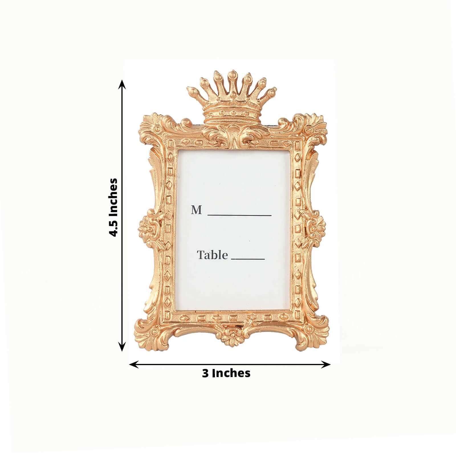 4-Pack Picture Frames Gold Resin Vintage Crown Design Rectangle - Mini Photo Frame Wedding Place Card Holders & Party Favors 4.5"x3" - Image 3