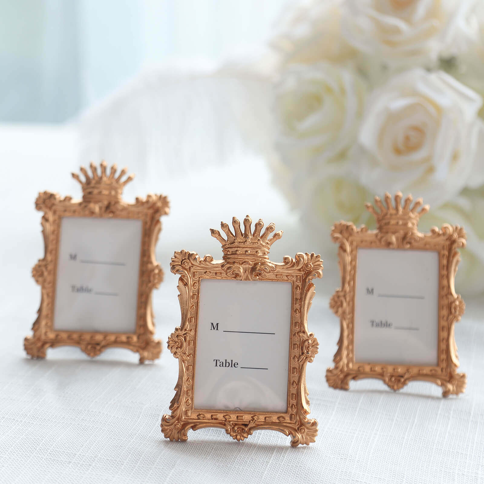 4-Pack Picture Frames Gold Resin Vintage Crown Design Rectangle - Mini Photo Frame Wedding Place Card Holders & Party Favors 4.5"x3" - Image 4