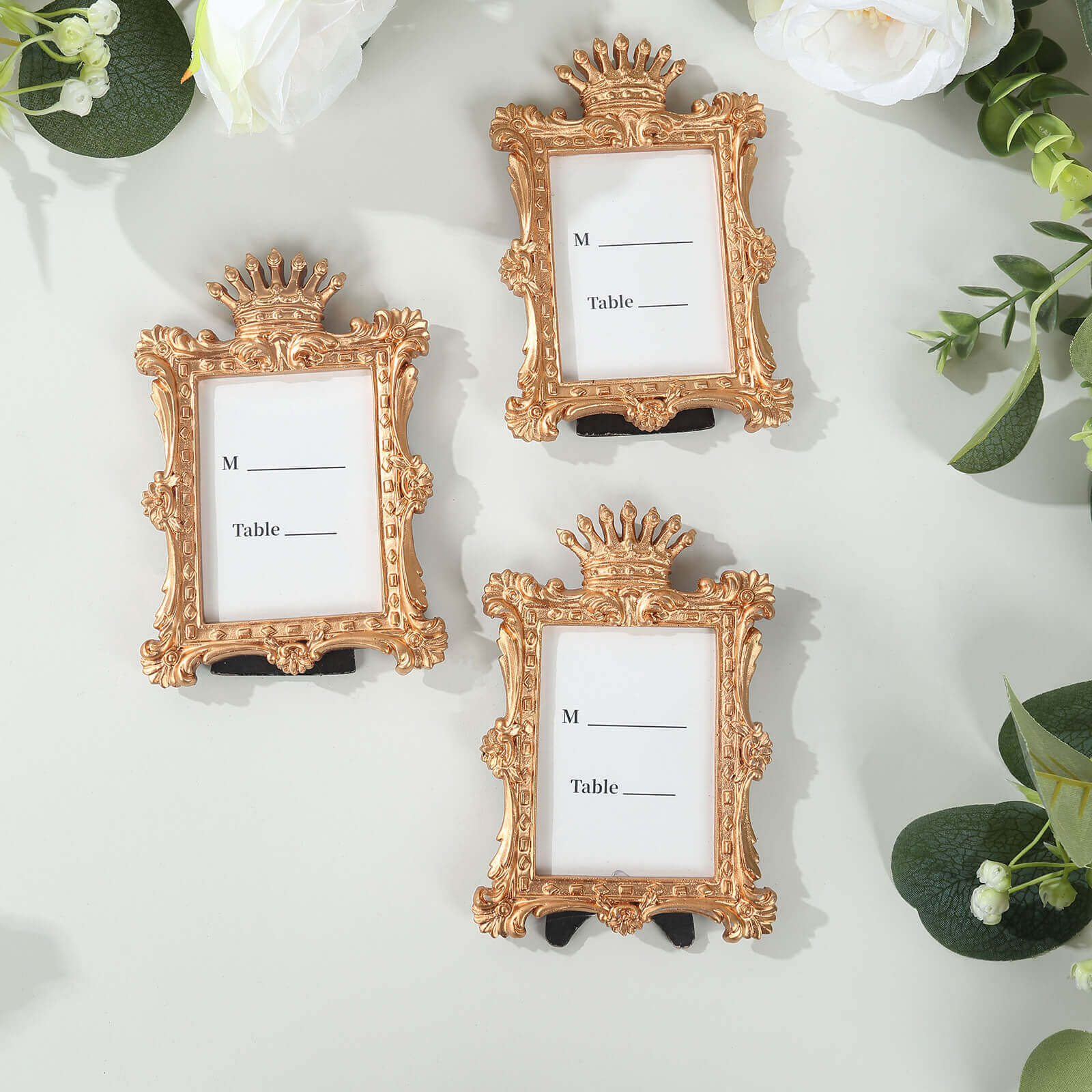 4-Pack Picture Frames Gold Resin Vintage Crown Design Rectangle - Mini Photo Frame Wedding Place Card Holders & Party Favors 4.5"x3" - Image 6