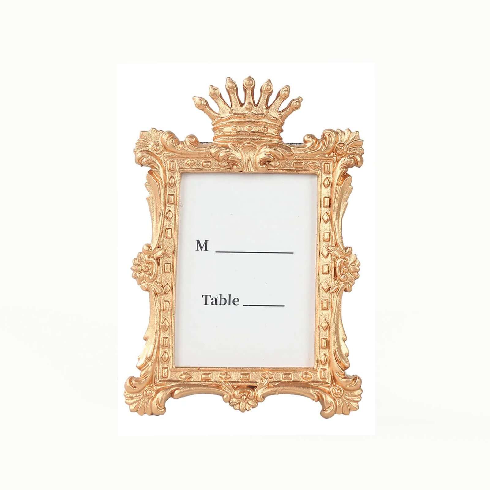 4-Pack Picture Frames Gold Resin Vintage Crown Design Rectangle - Mini Photo Frame Wedding Place Card Holders & Party Favors 4.5"x3" - Image 7