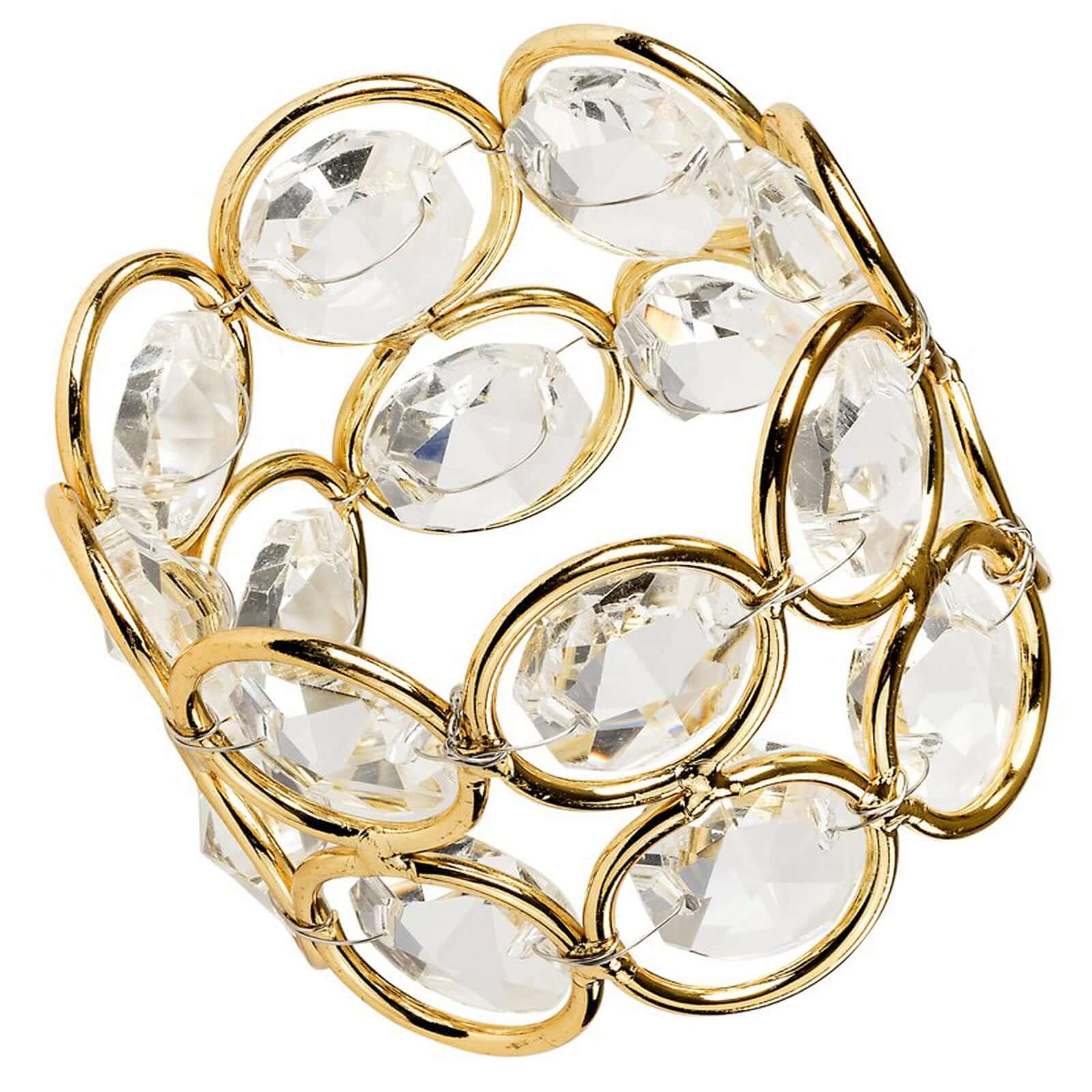 4 Pack Shiny Gold Acrylic Crystal Gem Beaded Napkin Rings - Image 5