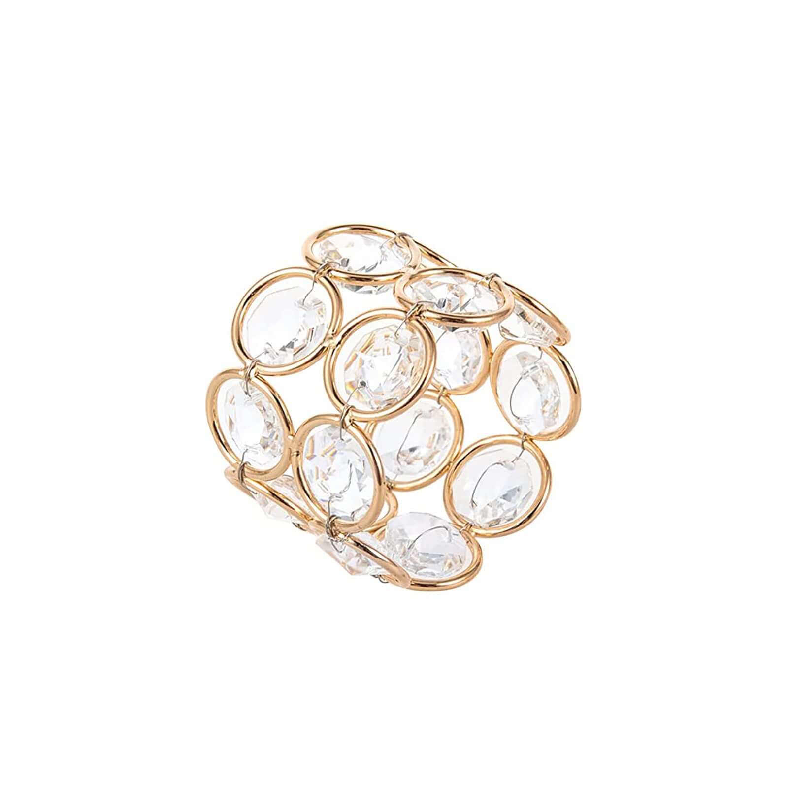 4 Pack Shiny Gold Acrylic Crystal Gem Beaded Napkin Rings - Image 6