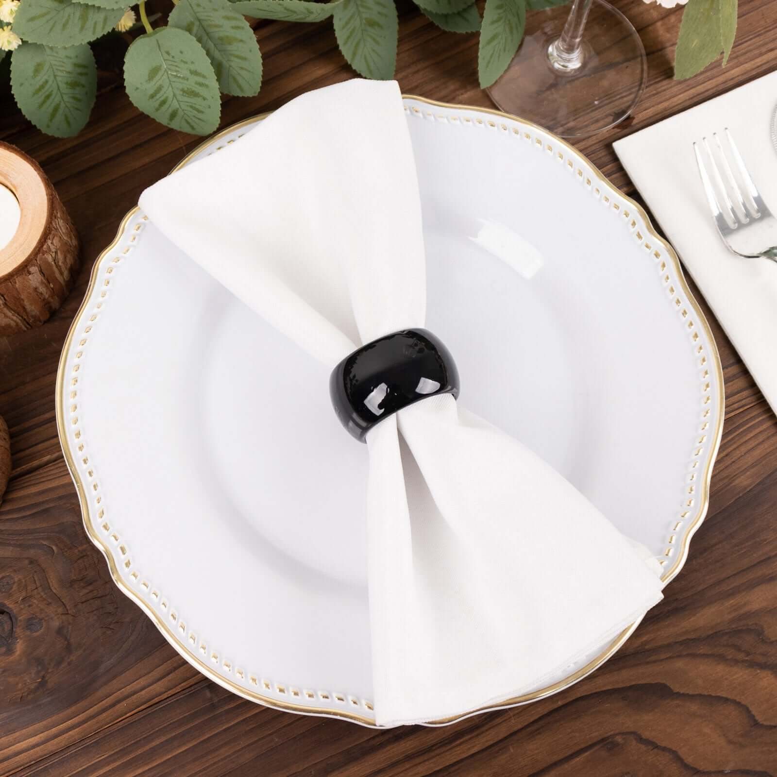 4 Pack Shiny Metallic Black Acrylic Napkin Rings - Image 6