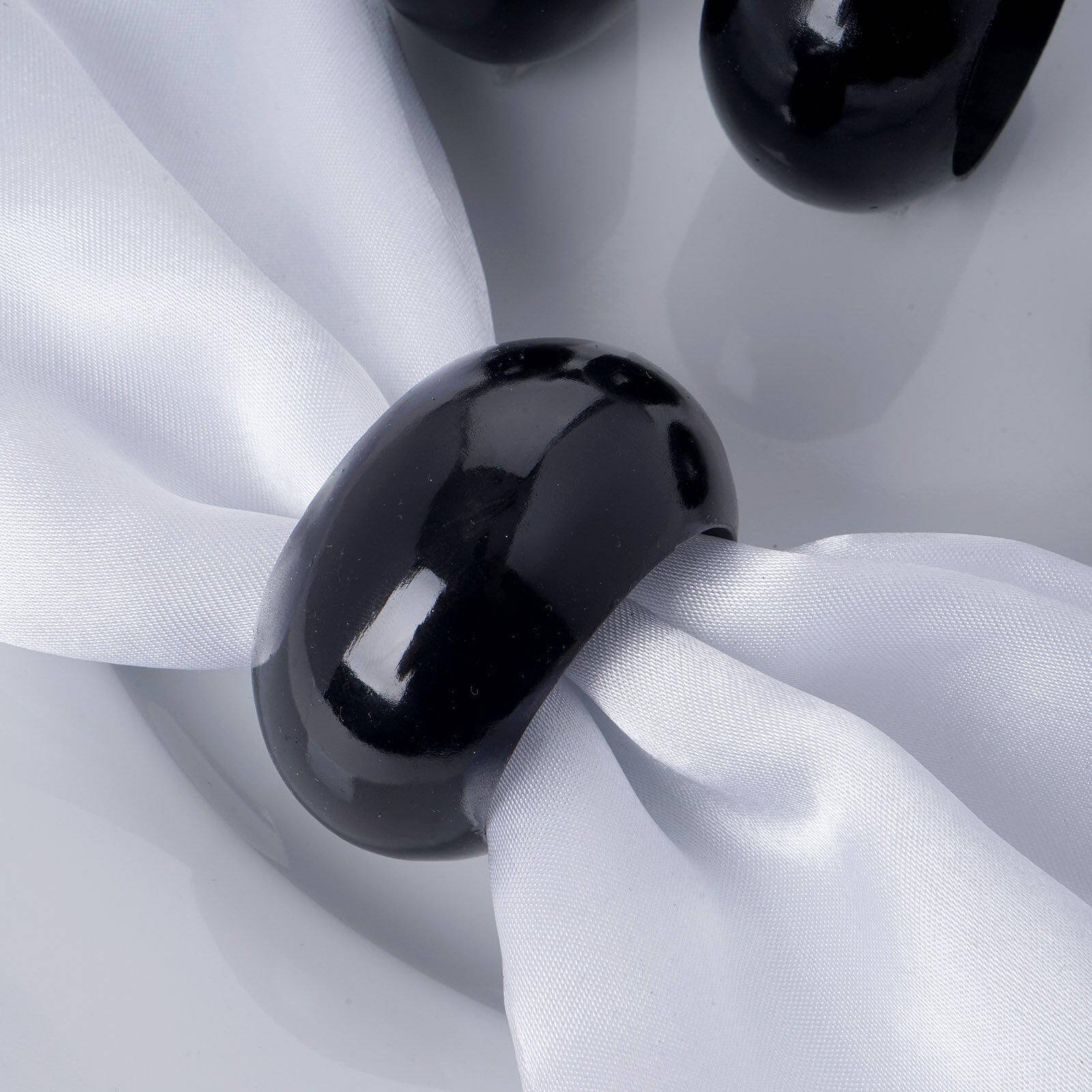 4 Pack Shiny Metallic Black Acrylic Napkin Rings - Image 8
