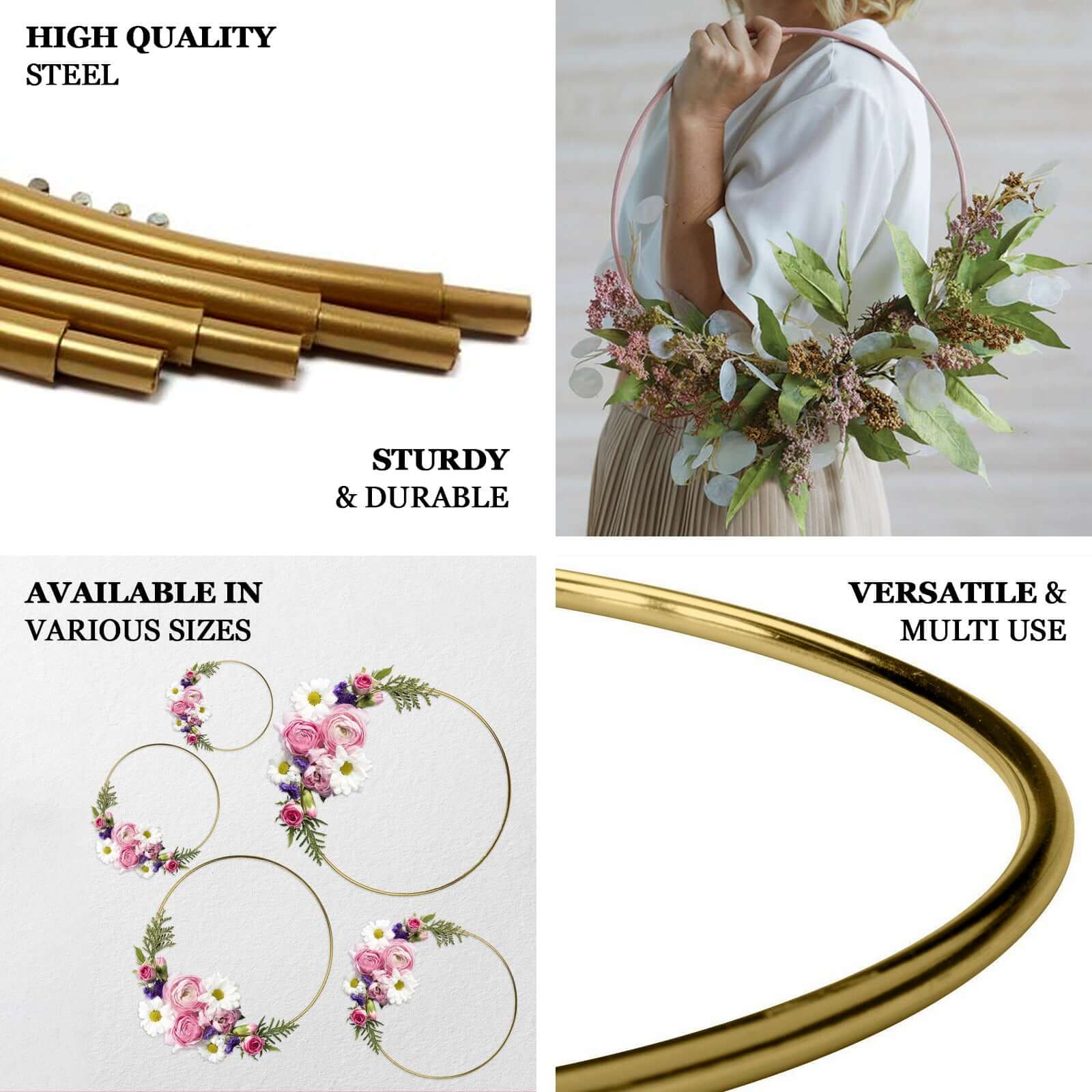 40" Gold Heavy Duty Metal Hoop Wreath, Floral Hoop - Image 4