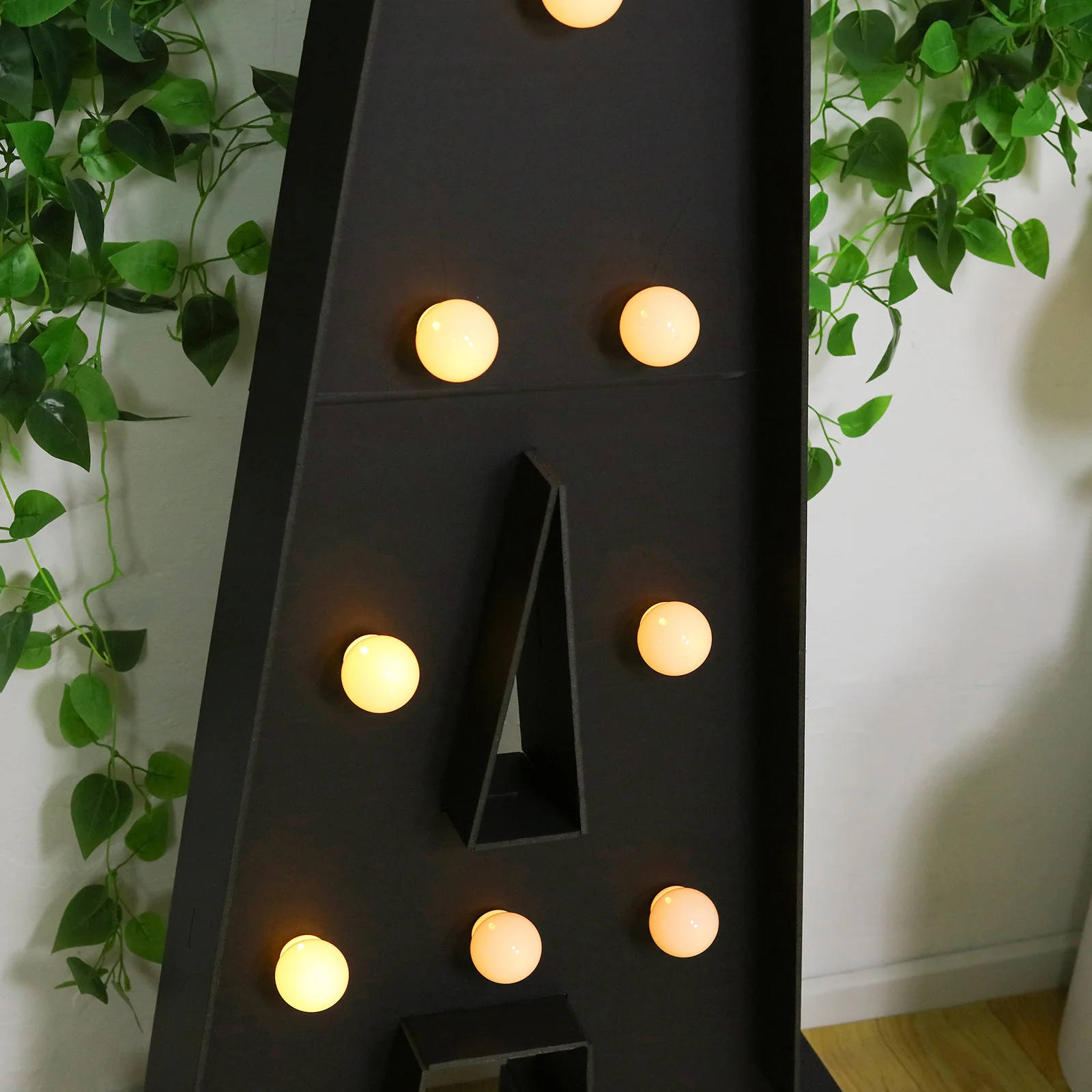 Giant LED Marquee Light Up Letter "A", Black 4ft Pre-Cut Foam Board with 10 Warm White Battery Operated LEDs, Glue Gun and Sticks - Image 2