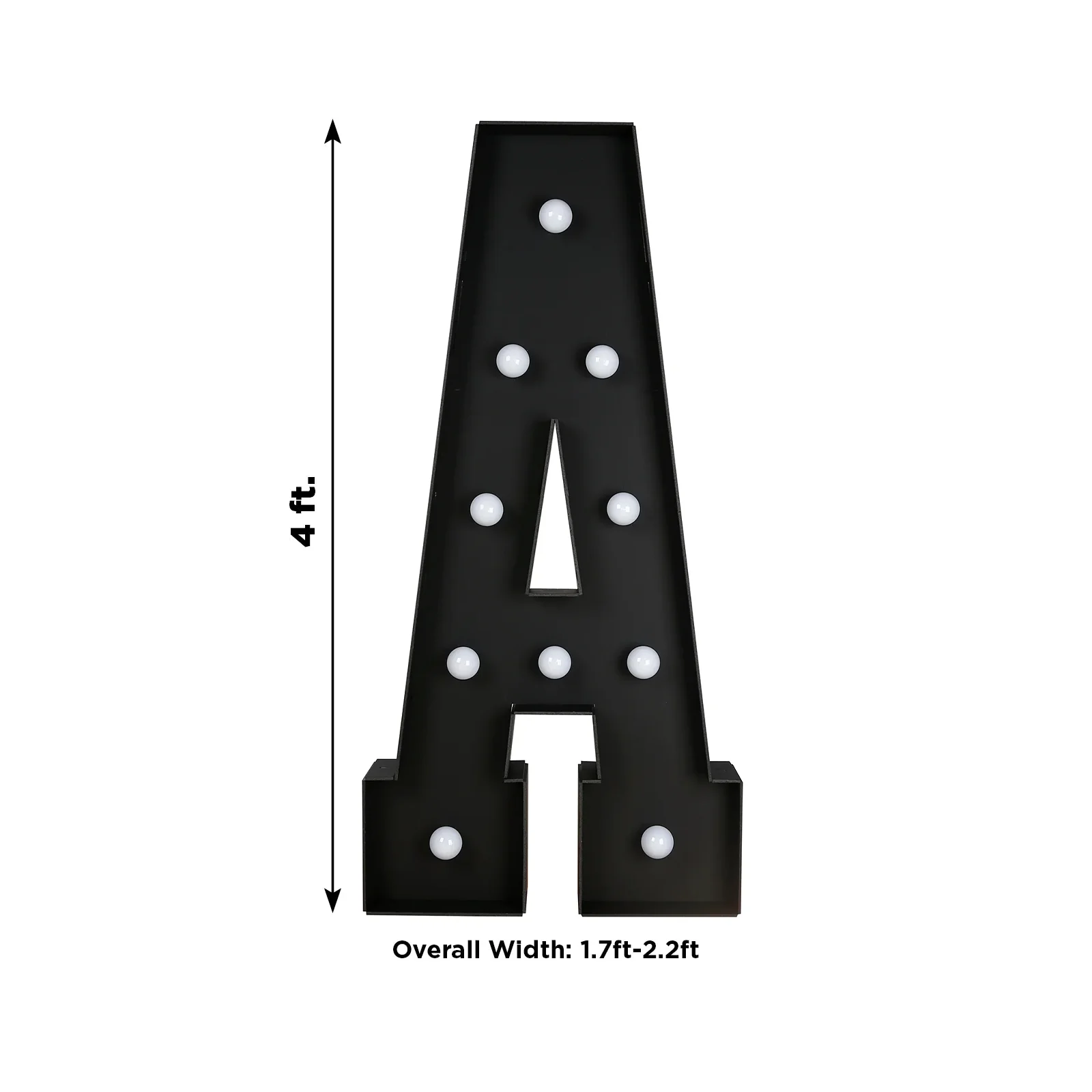 Giant LED Marquee Light Up Letter "A", Black 4ft Pre-Cut Foam Board with 10 Warm White Battery Operated LEDs, Glue Gun and Sticks - Image 3