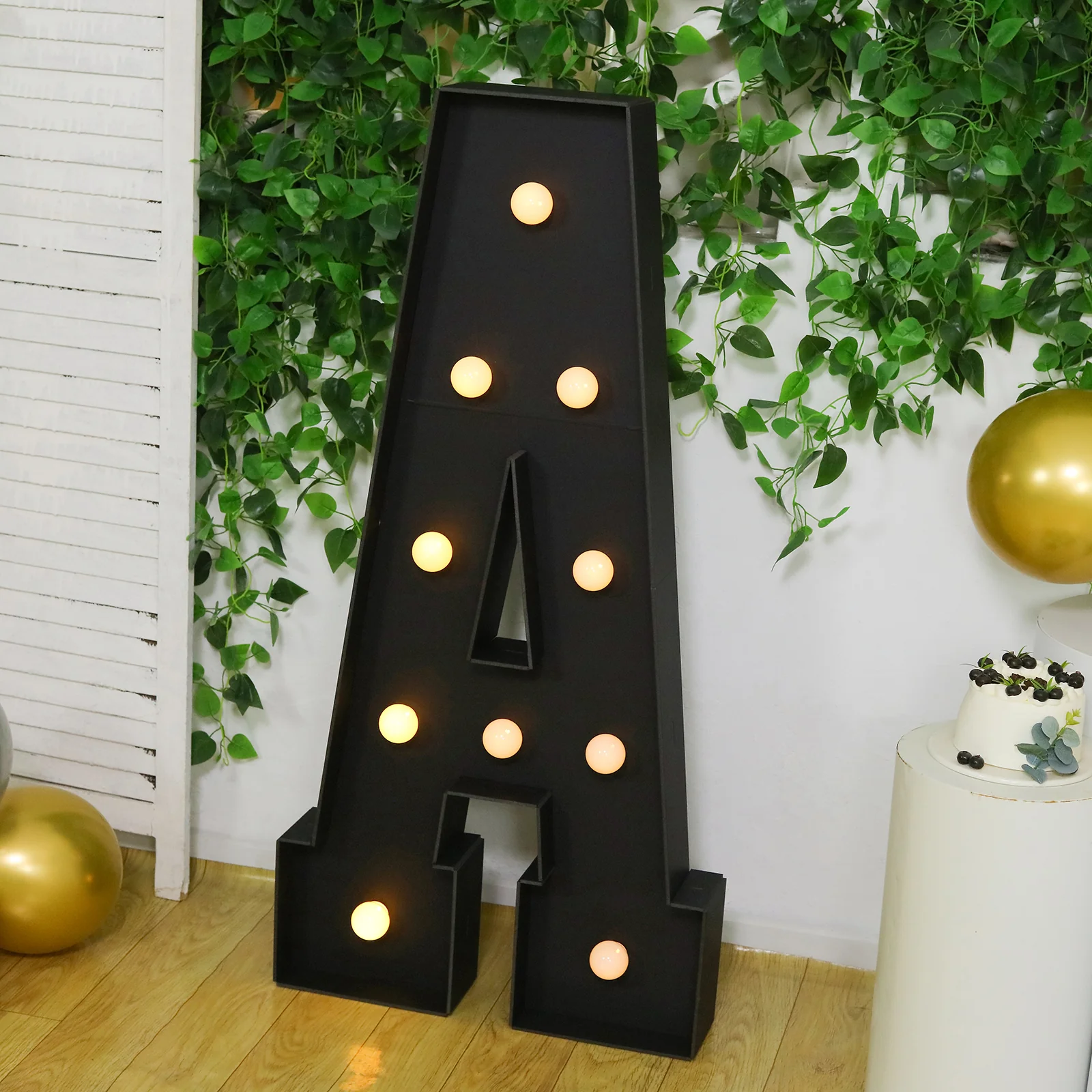 Giant LED Marquee Light Up Letter "A", Black 4ft Pre-Cut Foam Board with 10 Warm White Battery Operated LEDs, Glue Gun and Sticks - Image 4