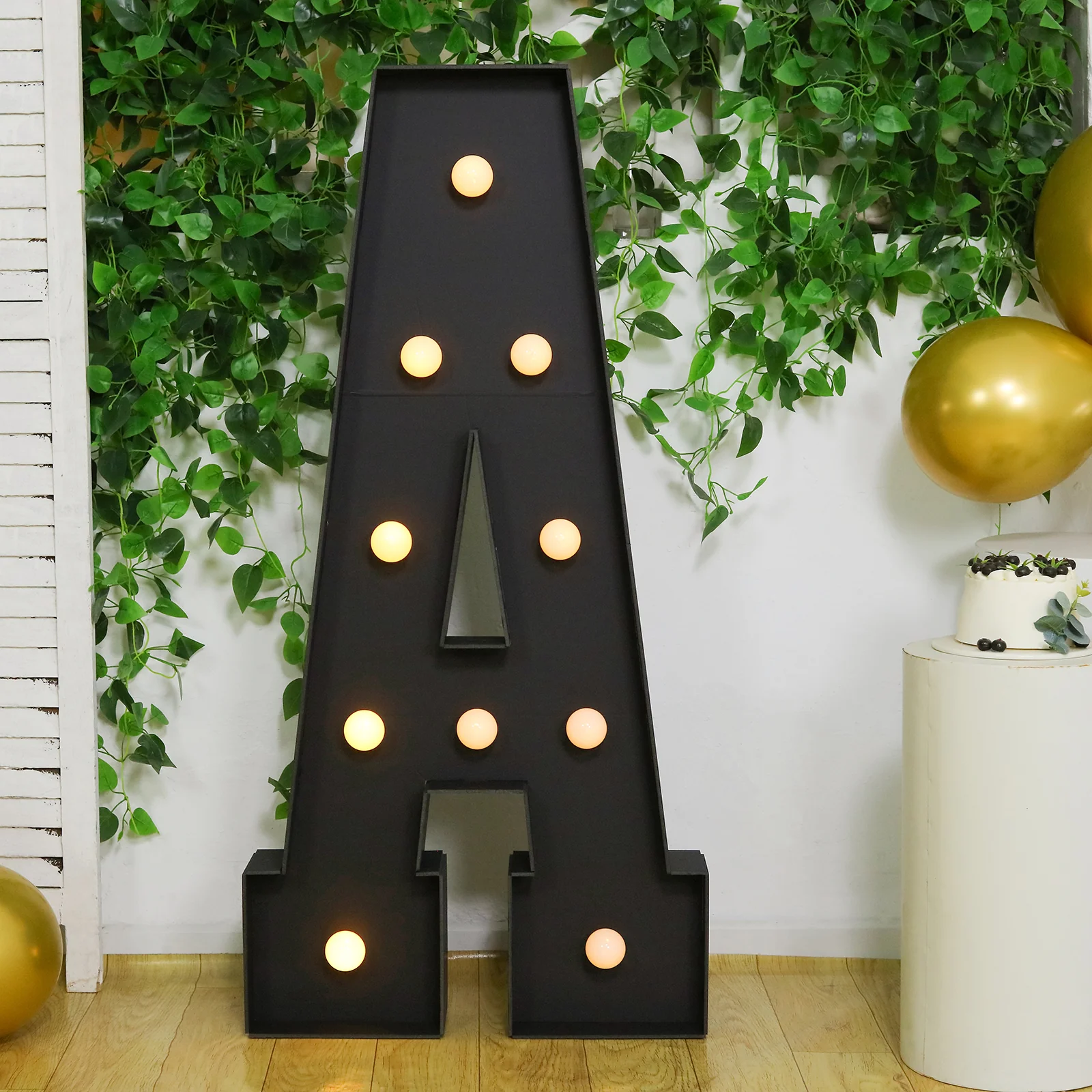 Giant LED Marquee Light Up Letter "A", Black 4ft Pre-Cut Foam Board with 10 Warm White Battery Operated LEDs, Glue Gun and Sticks - Image 6