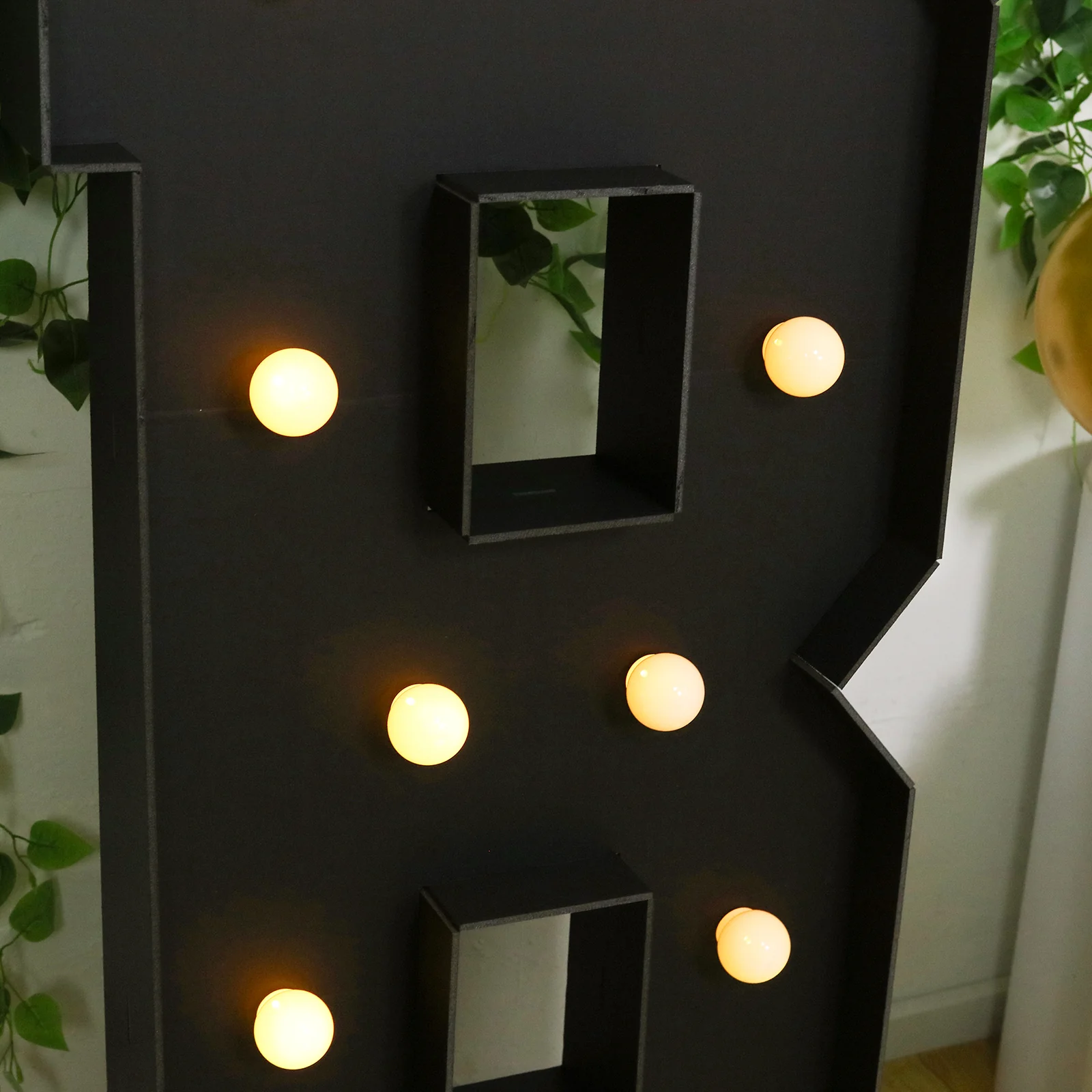 Giant LED Marquee Light Up Letter "B", Black 4ft Pre-Cut Foam Board with 10 Warm White Battery Operated LEDs, Glue Gun and Sticks - Image 2