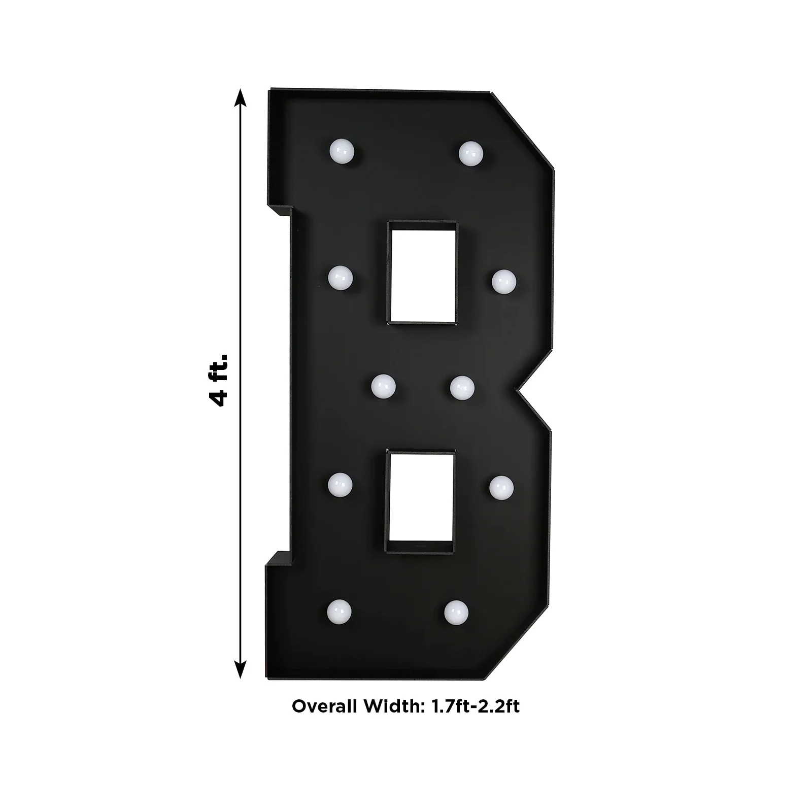 Giant LED Marquee Light Up Letter "B", Black 4ft Pre-Cut Foam Board with 10 Warm White Battery Operated LEDs, Glue Gun and Sticks - Image 3