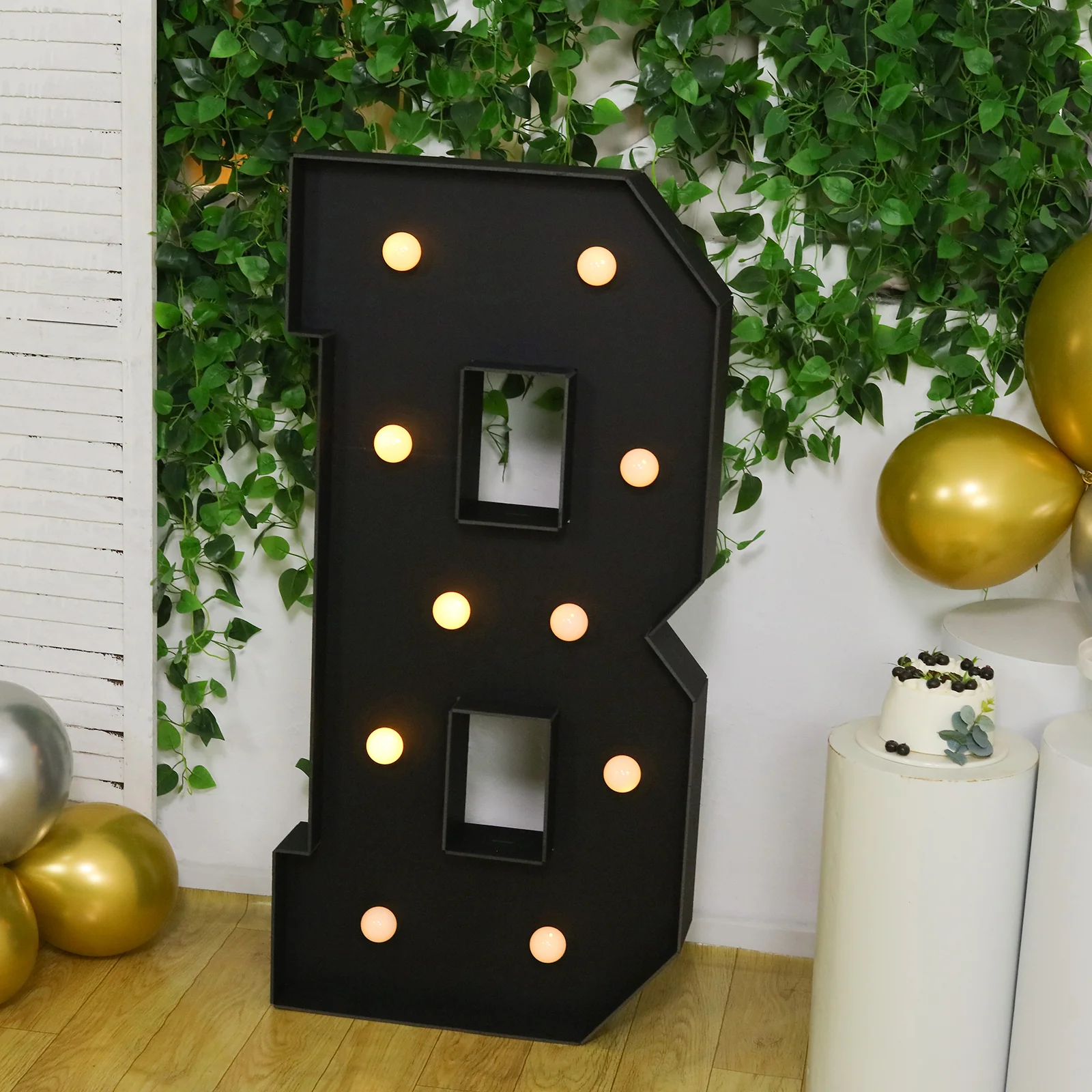 Giant LED Marquee Light Up Letter "B", Black 4ft Pre-Cut Foam Board with 10 Warm White Battery Operated LEDs, Glue Gun and Sticks - Image 4