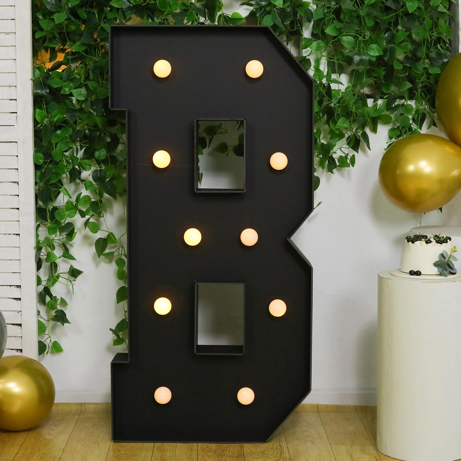 Giant LED Marquee Light Up Letter "B", Black 4ft Pre-Cut Foam Board with 10 Warm White Battery Operated LEDs, Glue Gun and Sticks - Image 6