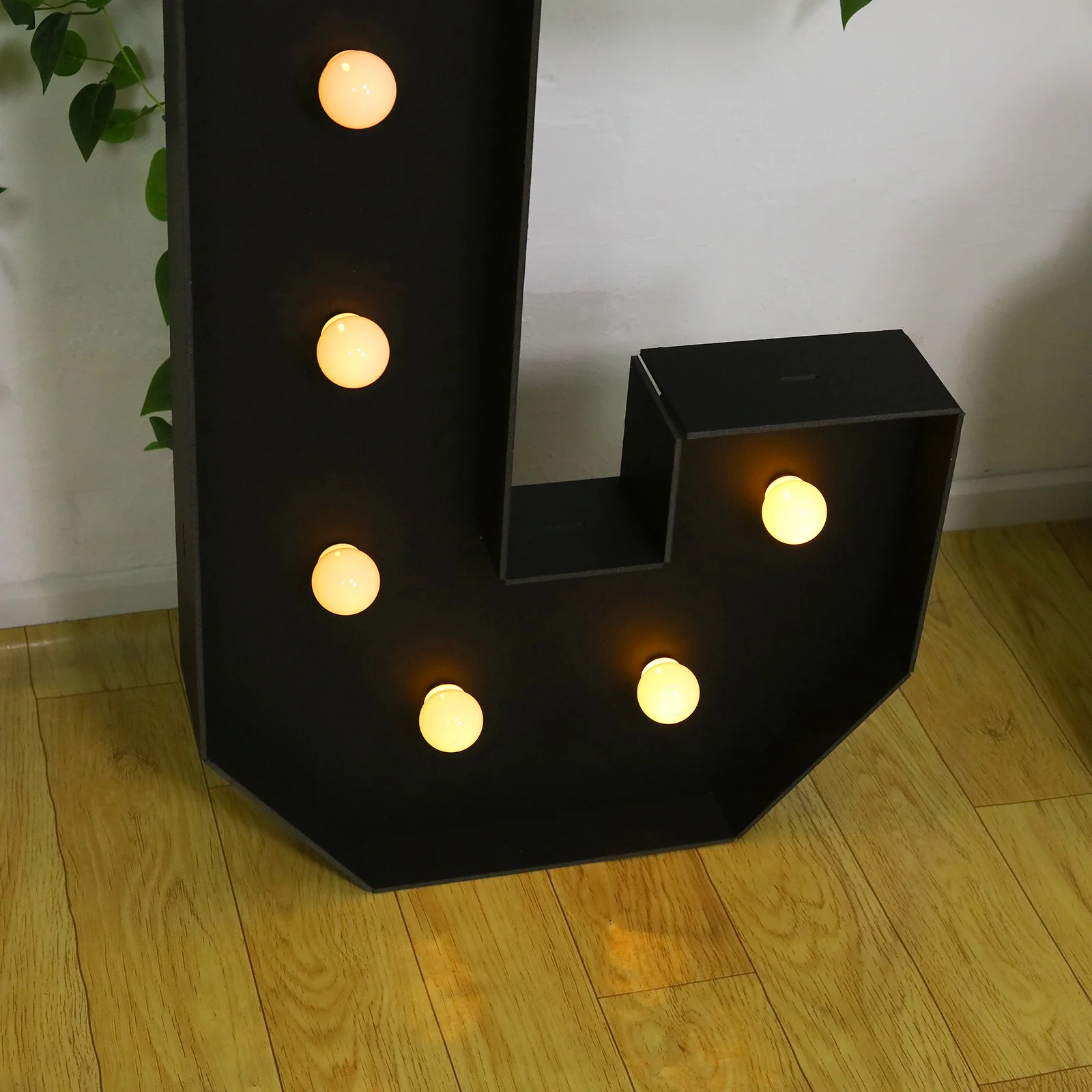 Giant LED Marquee Light Up Letter "C", Black 4ft Pre-Cut Foam Board with 10 Warm White Battery Operated LEDs, Glue Gun and Sticks - Image 2