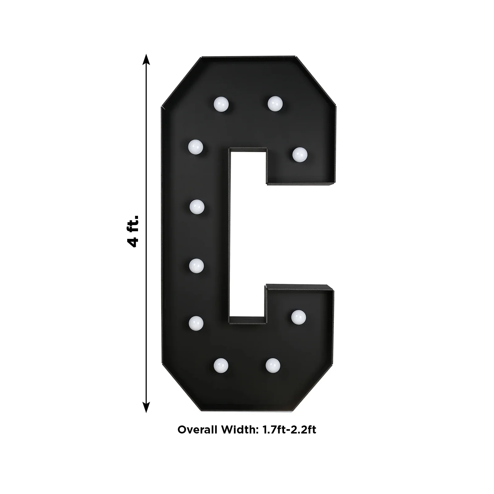Giant LED Marquee Light Up Letter "C", Black 4ft Pre-Cut Foam Board with 10 Warm White Battery Operated LEDs, Glue Gun and Sticks - Image 3