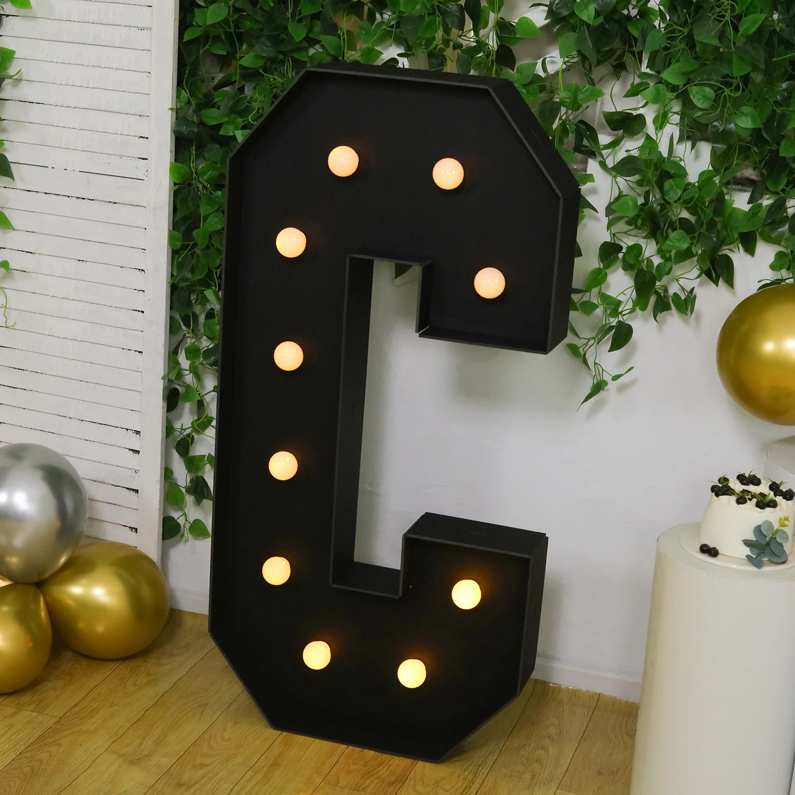 Giant LED Marquee Light Up Letter "C", Black 4ft Pre-Cut Foam Board with 10 Warm White Battery Operated LEDs, Glue Gun and Sticks - Image 4
