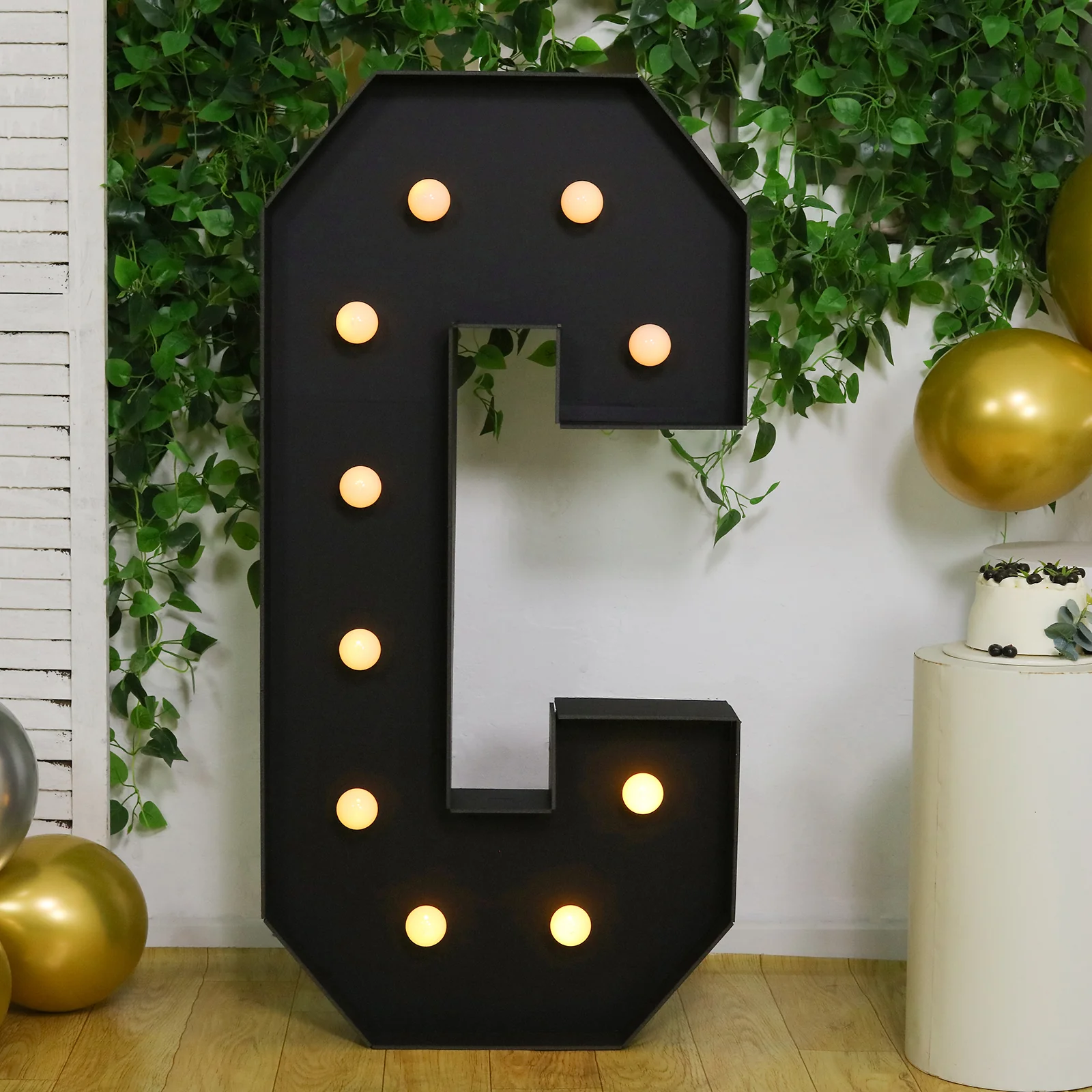 Giant LED Marquee Light Up Letter "C", Black 4ft Pre-Cut Foam Board with 10 Warm White Battery Operated LEDs, Glue Gun and Sticks - Image 6