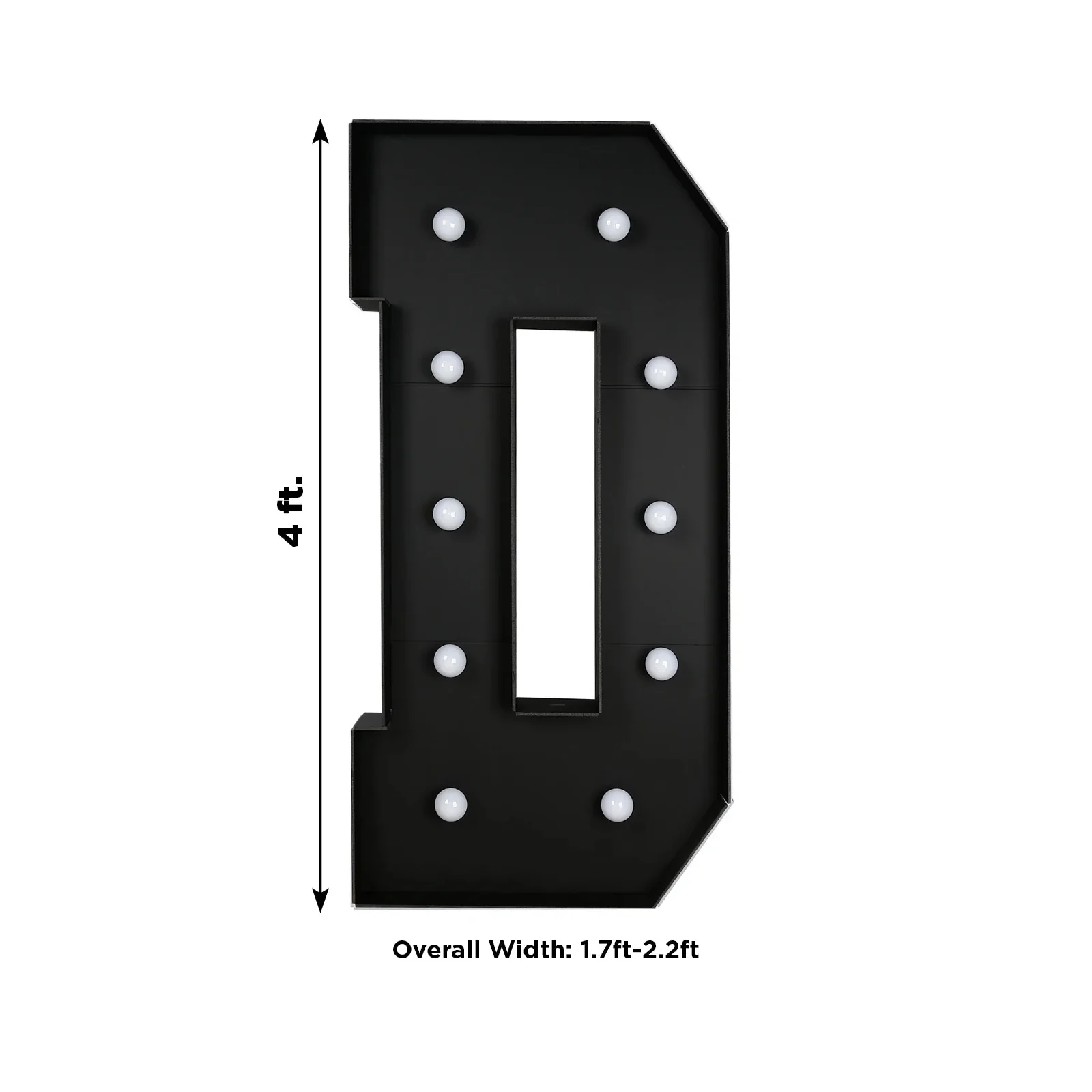 Giant LED Marquee Light Up Letter "D", Black 4ft Pre-Cut Foam Board with 10 Warm White Battery Operated LEDs, Glue Gun and Sticks - Image 3
