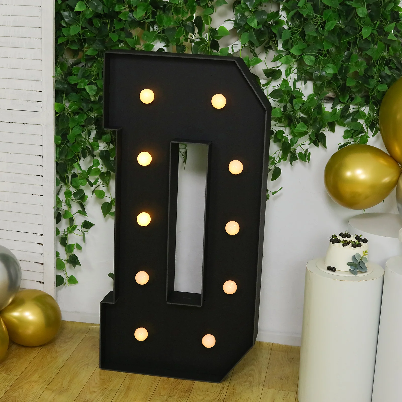 Giant LED Marquee Light Up Letter "D", Black 4ft Pre-Cut Foam Board with 10 Warm White Battery Operated LEDs, Glue Gun and Sticks - Image 4