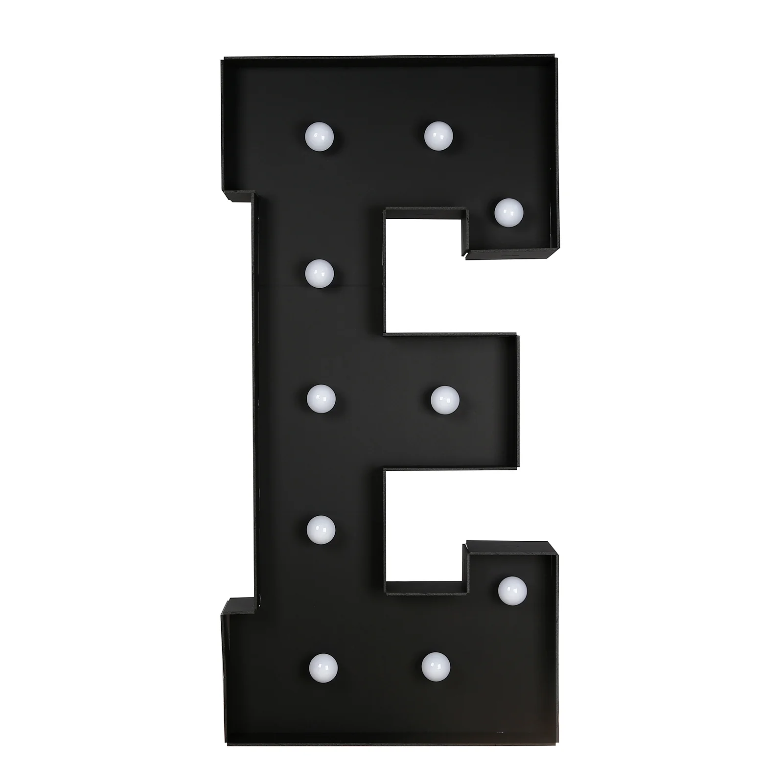 Giant LED Marquee Light Up Letter "E", Black 4ft Pre-Cut Foam Board with 10 Warm White Battery Operated LEDs, Glue Gun and Sticks - Image 2