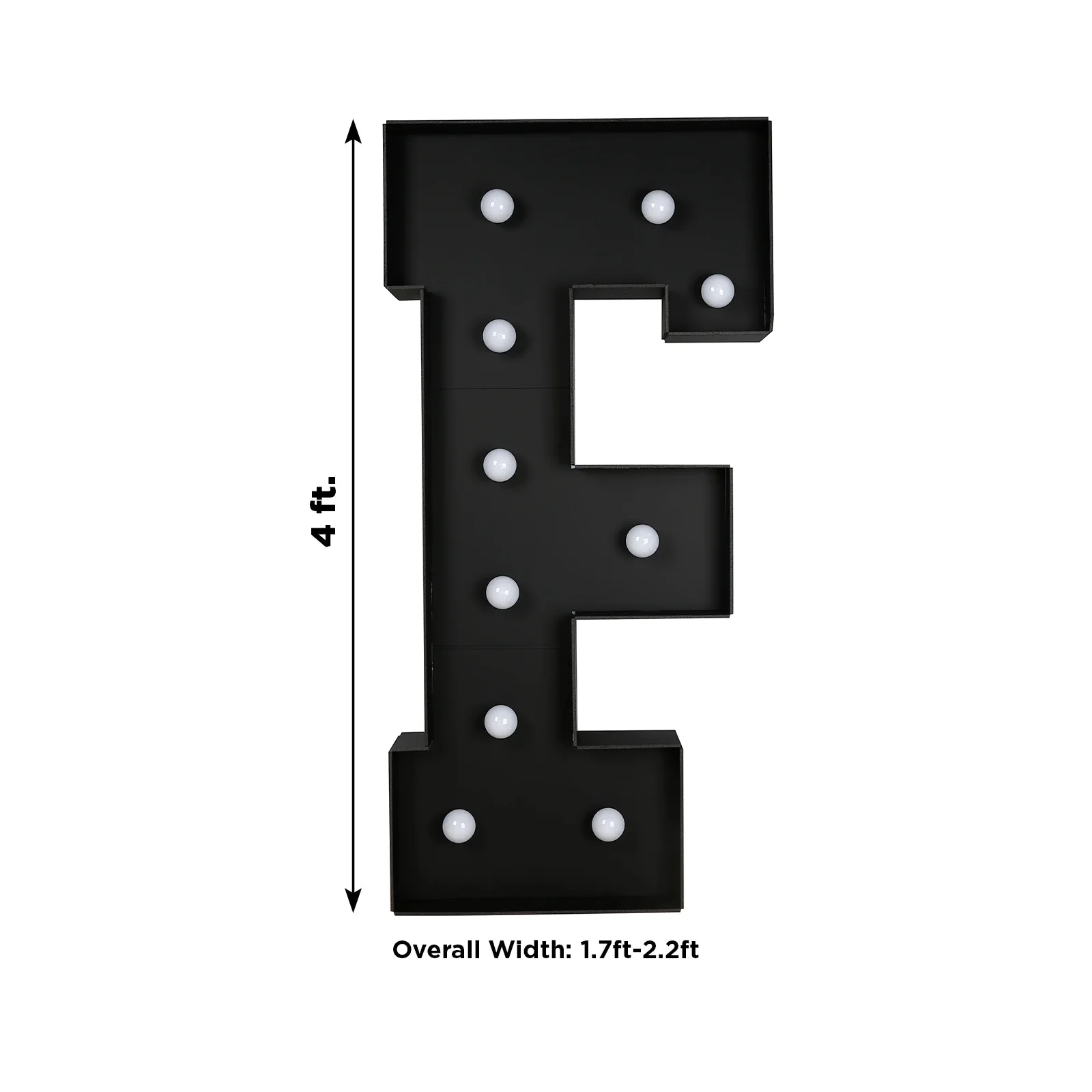 Giant LED Marquee Light Up Letter "F", Black 4ft Pre-Cut Foam Board with 10 Warm White Battery Operated LEDs, Glue Gun and Sticks - Image 3