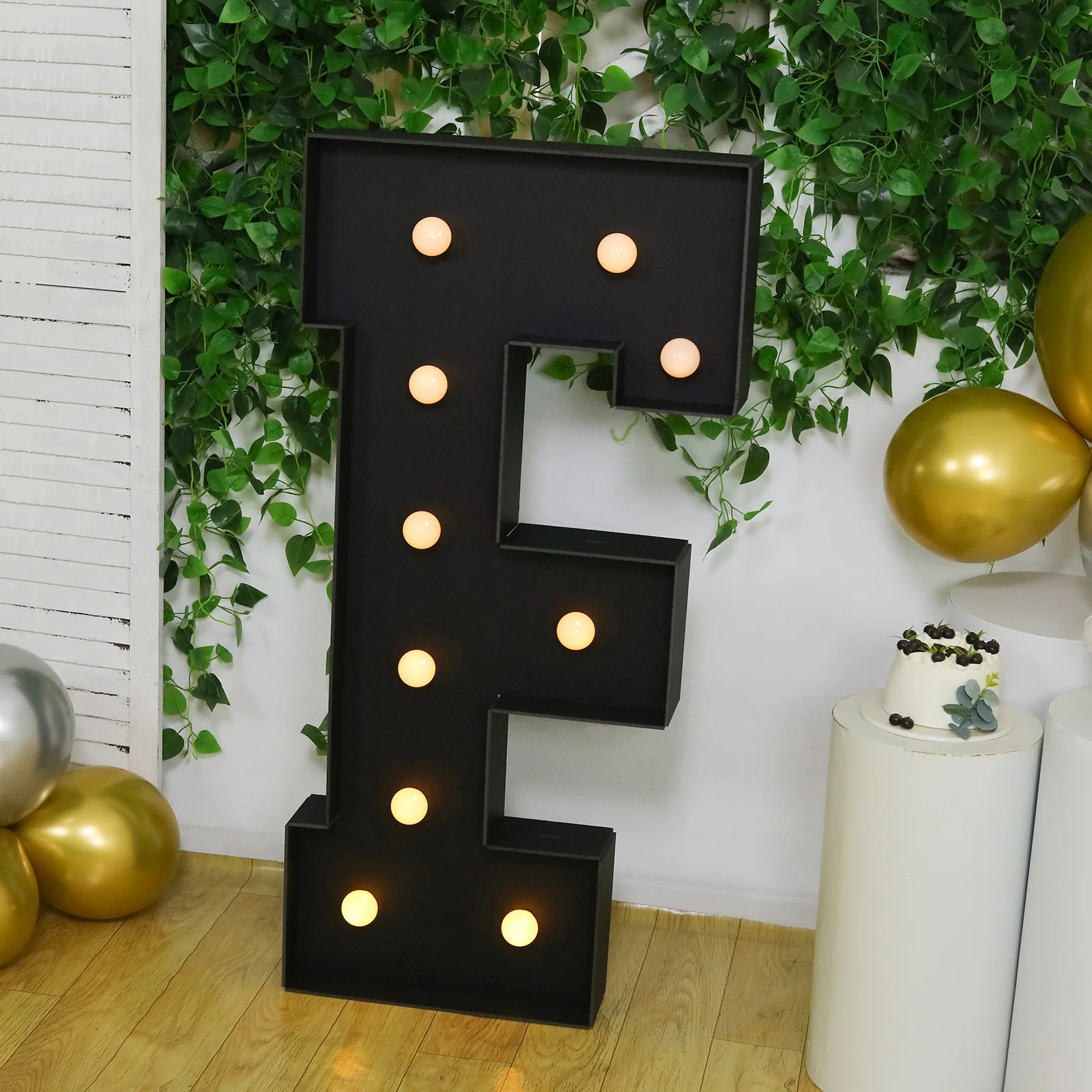 Giant LED Marquee Light Up Letter "F", Black 4ft Pre-Cut Foam Board with 10 Warm White Battery Operated LEDs, Glue Gun and Sticks - Image 4