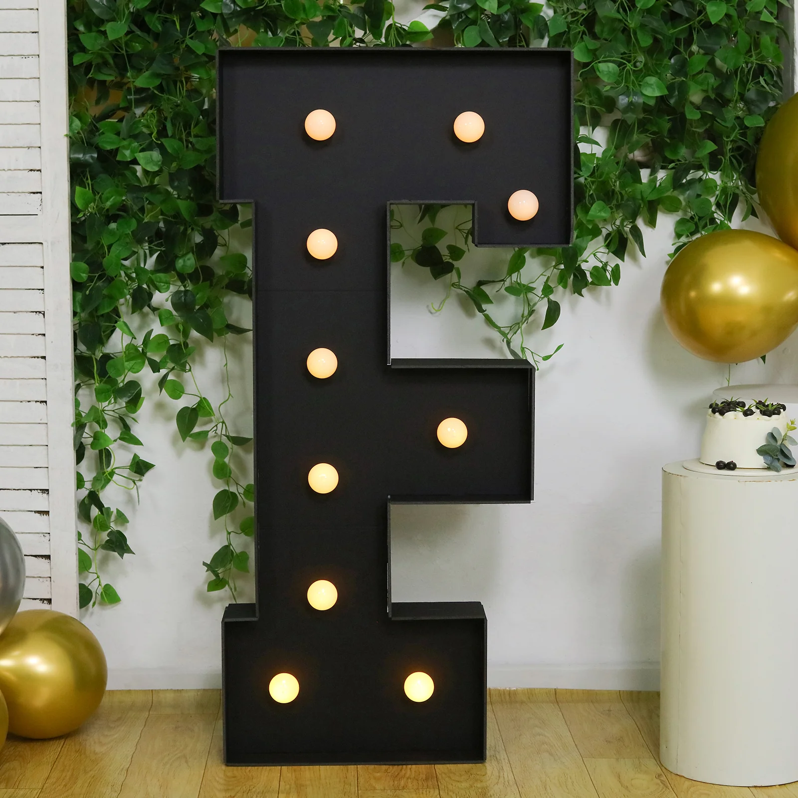 Giant LED Marquee Light Up Letter "F", Black 4ft Pre-Cut Foam Board with 10 Warm White Battery Operated LEDs, Glue Gun and Sticks - Image 6