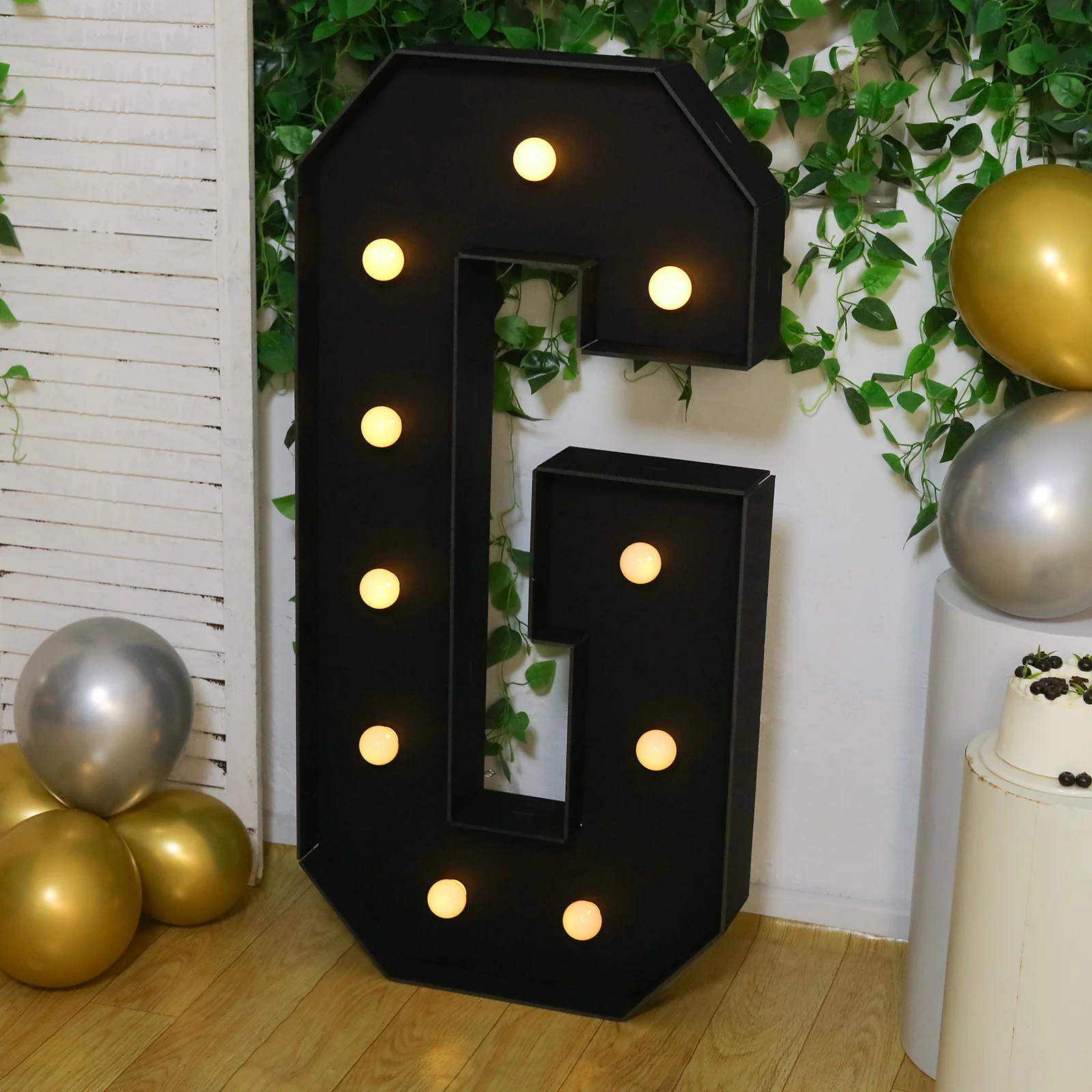 Giant LED Marquee Light Up Letter "G", Black 4ft Pre-Cut Foam Board with 10 Warm White Battery Operated LEDs, Glue Gun and Sticks - Image 4