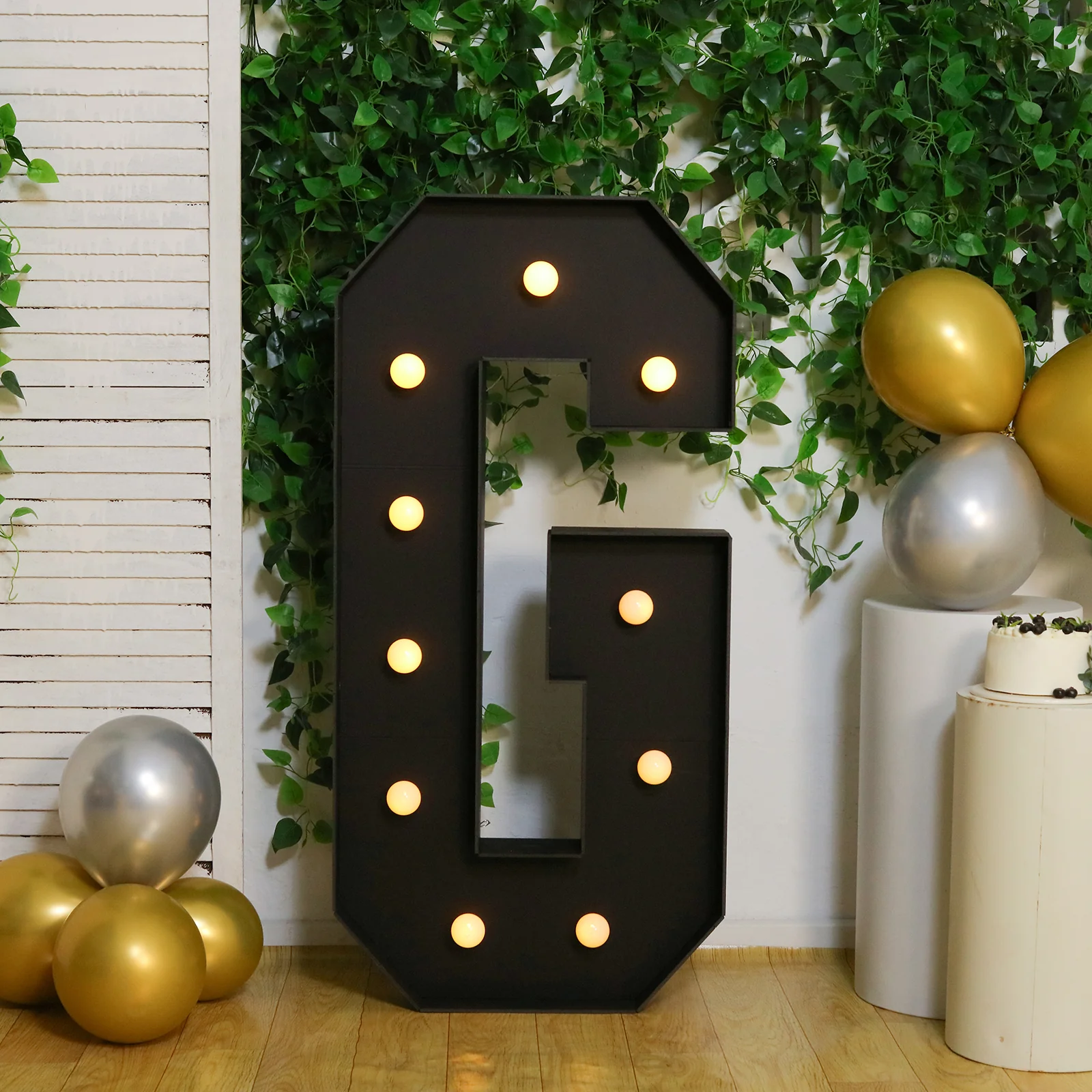 Giant LED Marquee Light Up Letter "G", Black 4ft Pre-Cut Foam Board with 10 Warm White Battery Operated LEDs, Glue Gun and Sticks - Image 5