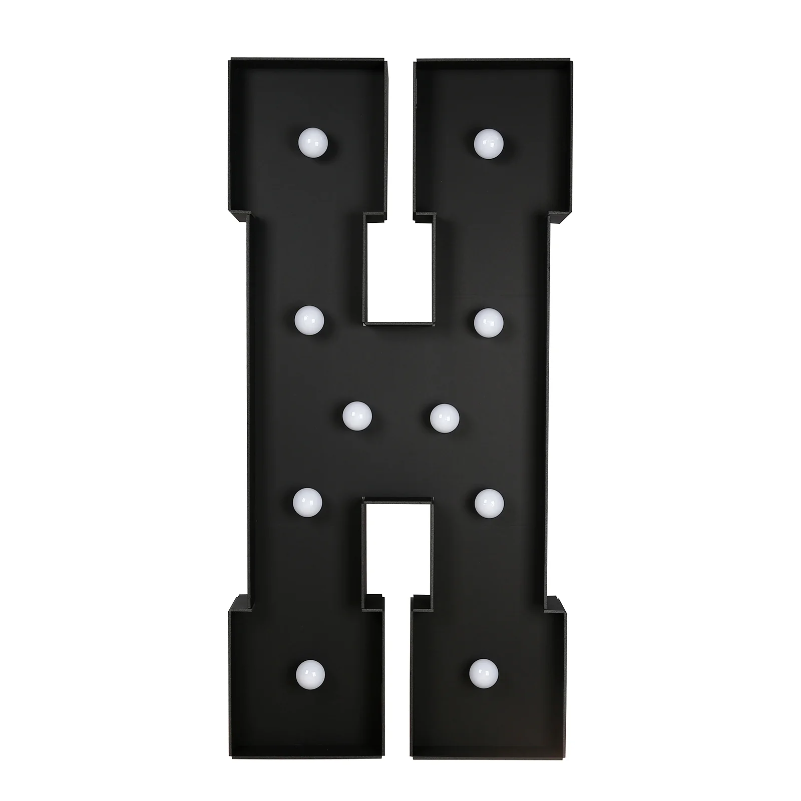 Giant LED Marquee Light Up Letter "H", Black 4ft Pre-Cut Foam Board with 10 Warm White Battery Operated LEDs, Glue Gun and Sticks - Image 2